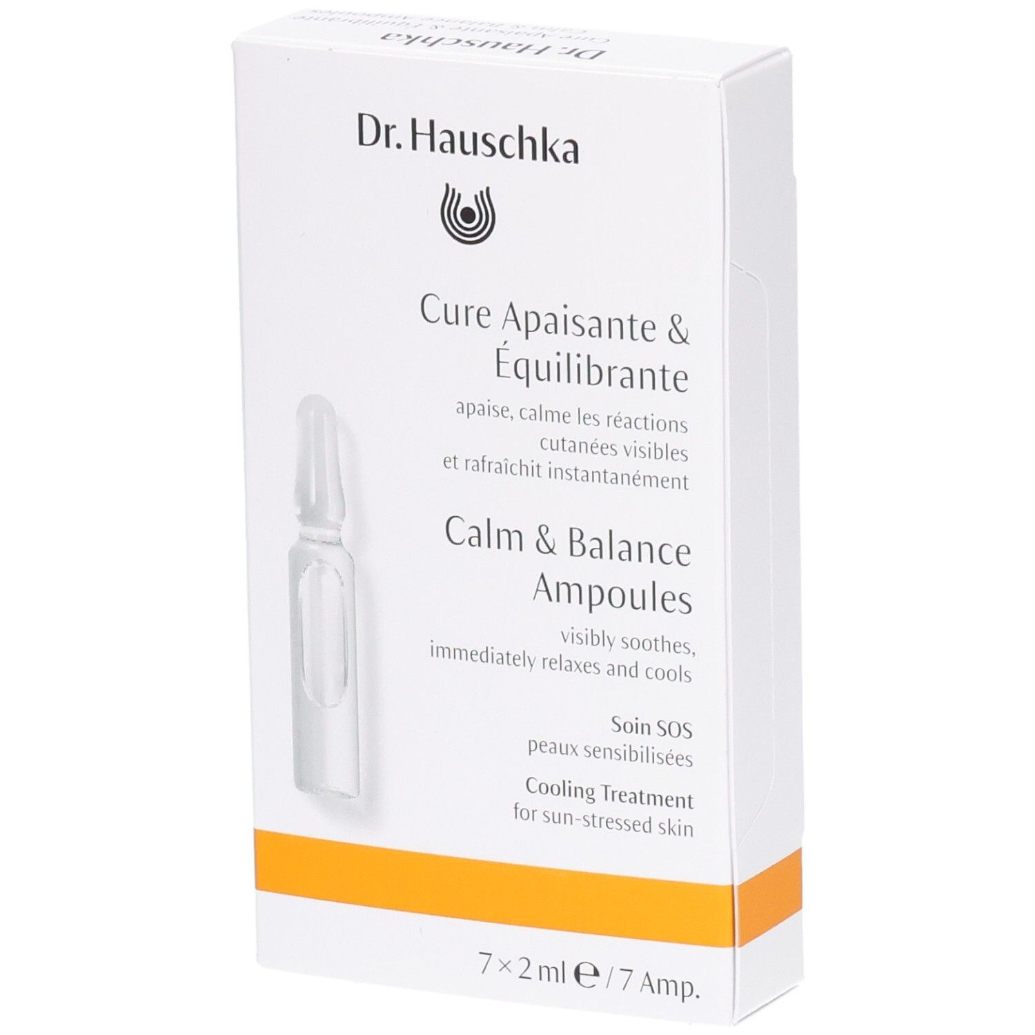 Dr. Hauschka Calm & Balance Ampullen Packung mit einer Glasampulle. 7x2ml.