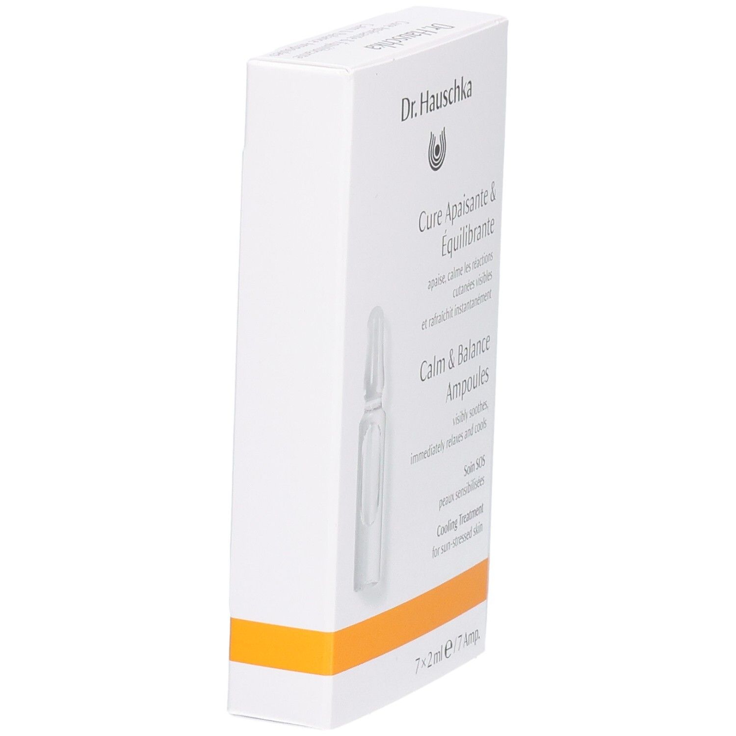 Dr. Hauschka Calm & Balance Ampullen Packung, Seitenansicht. 7x2ml.