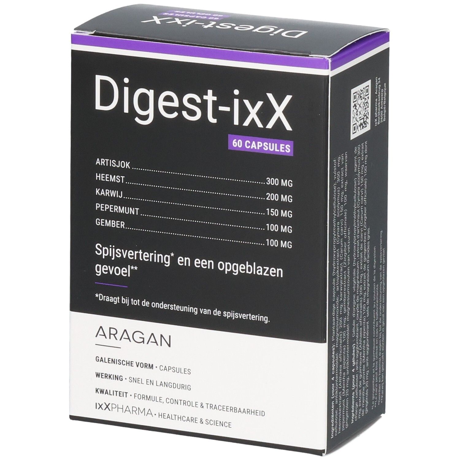 Digest-ixX Kapseln: 60 Kapseln mit Artischocke, Heemst, Karwij, Pepermunt, Gember. Für Verdauung und gegen Blähungen.