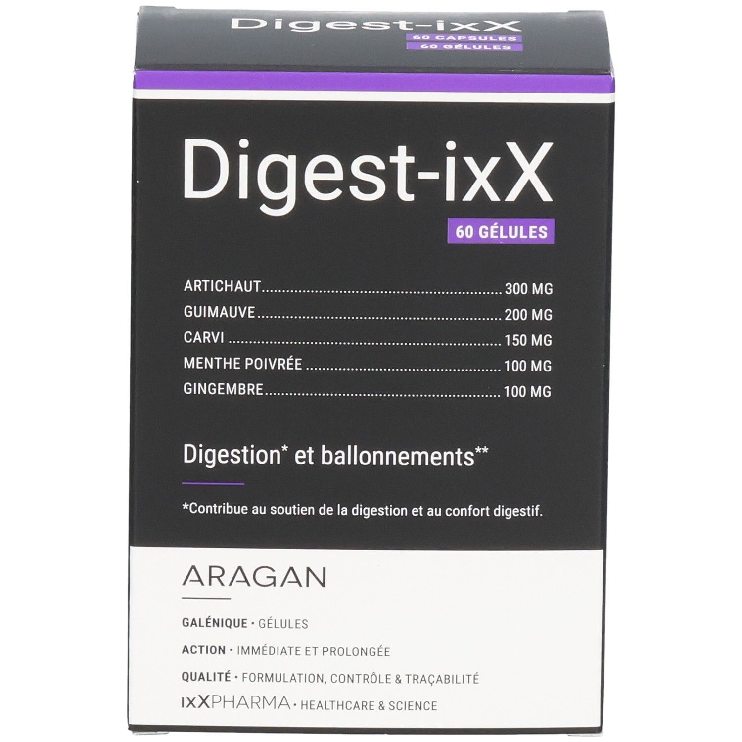 Digest-ixX Kapseln: 60 Kapseln mit Artischocke, Guave, Kümmel, Pfefferminze, Ingwer. Für Verdauung und gegen Blähungen.