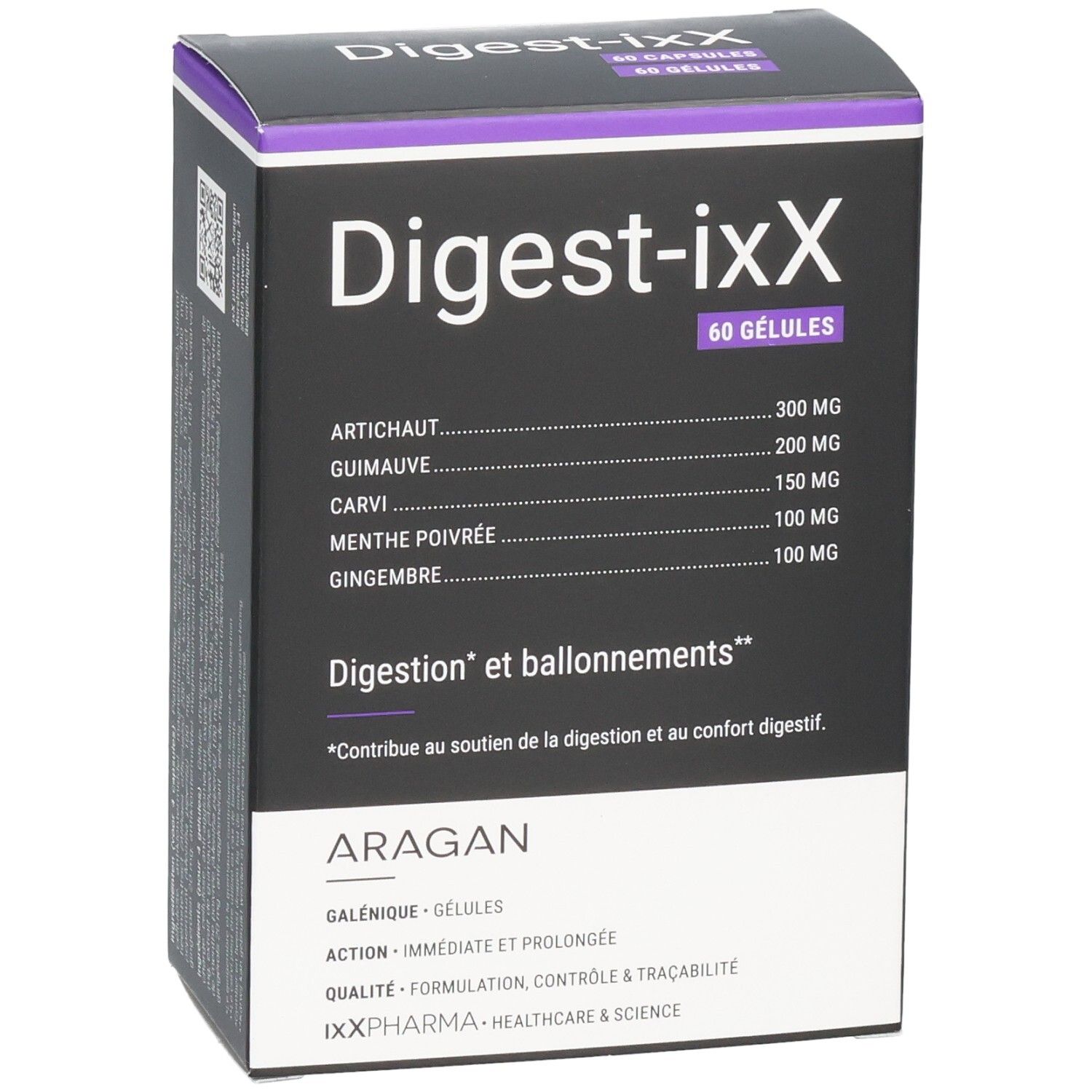 Digest-ixX Kapseln: 60 Kapseln mit Artischocke, Guave, Kümmel, Pfefferminze, Ingwer. Für Verdauung und gegen Blähungen.