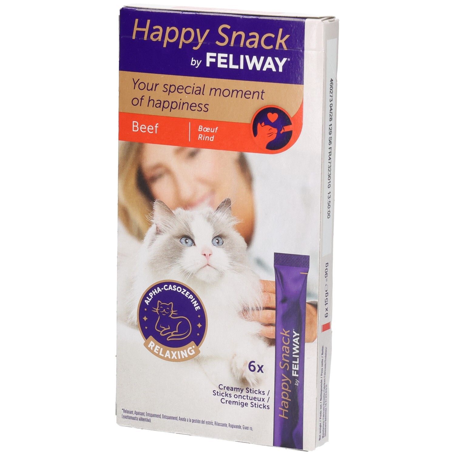 Feliway Happy Snack Rind: 6 cremige Sticks für Katzen, entspannend.