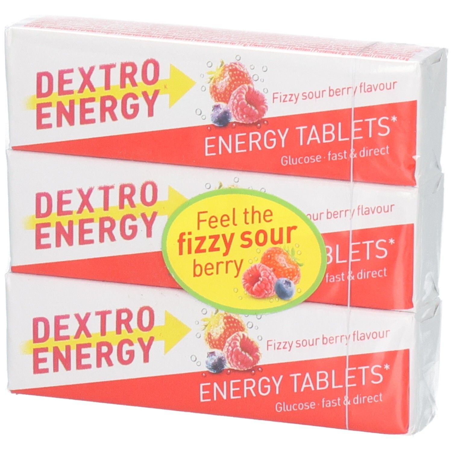 Dextro Energy 3er Packung Sour Berry Energy Tablets.