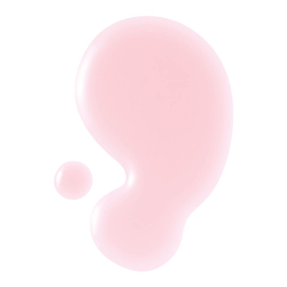 Eine rosa Flüssigkeitstropfenform mit einem kleineren Tropfen daneben.
