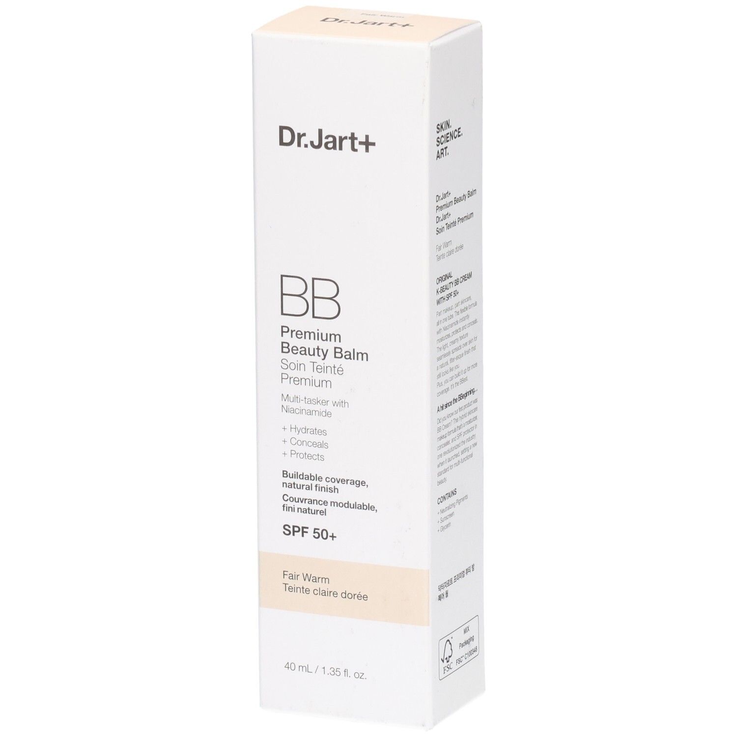 Dr.Jart+ BB Cream Kartonverpackung, Vorderseite mit Produktinformationen und SPF 50+.