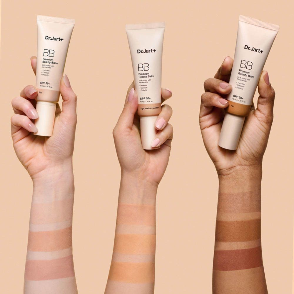 Tube Dr.Jart+ BB Cream, côté avec instructions d'utilisation multilingues.