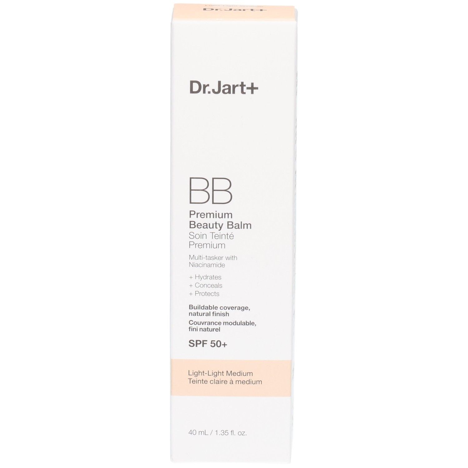 Vorderseite der Dr.Jart+ BB Cream Verpackung, Light-Light Medium, SPF 50+.