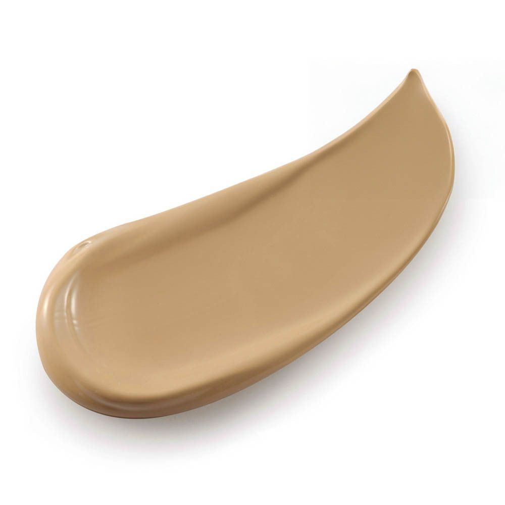 Ein Swatch eines hellbraunen Make-up-Produkts.