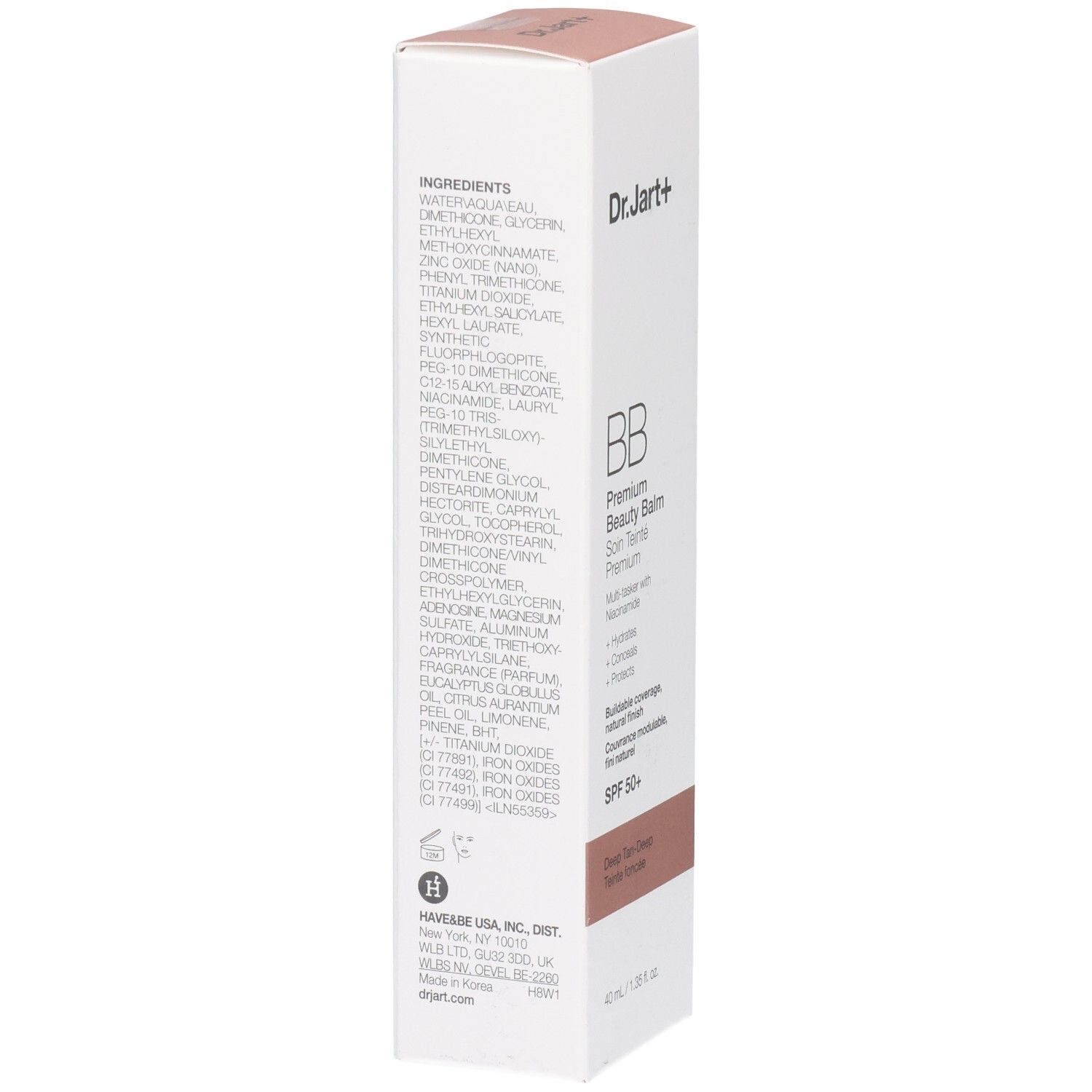 Dr.Jart+ BB Premium Beauty Balm, Deep Tan, SPF 50+ mit Inhaltsstoffliste.