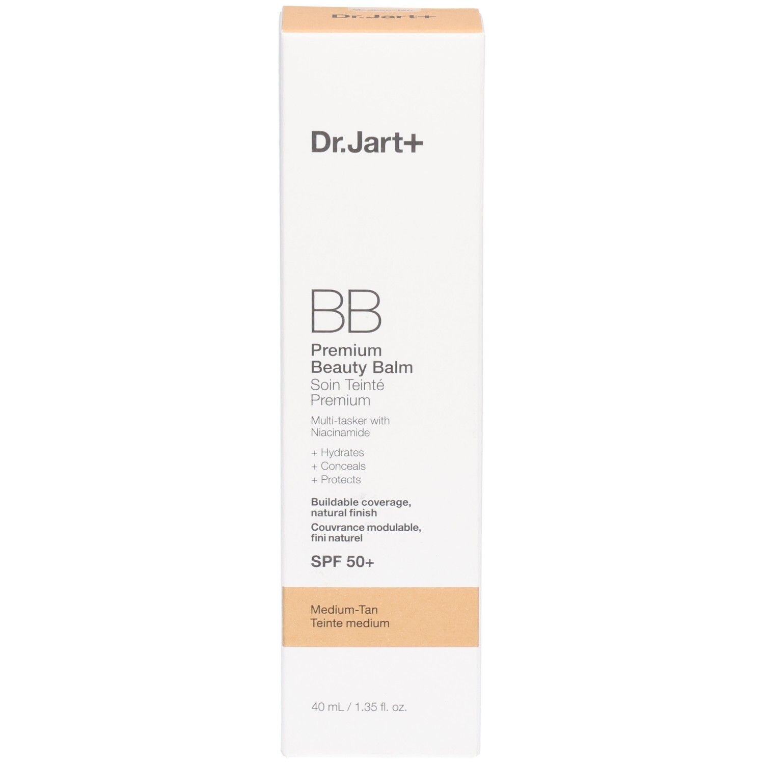 Vorderseite der Dr.Jart+ BB Cream Verpackung, Teinte Medium, SPF 50+.