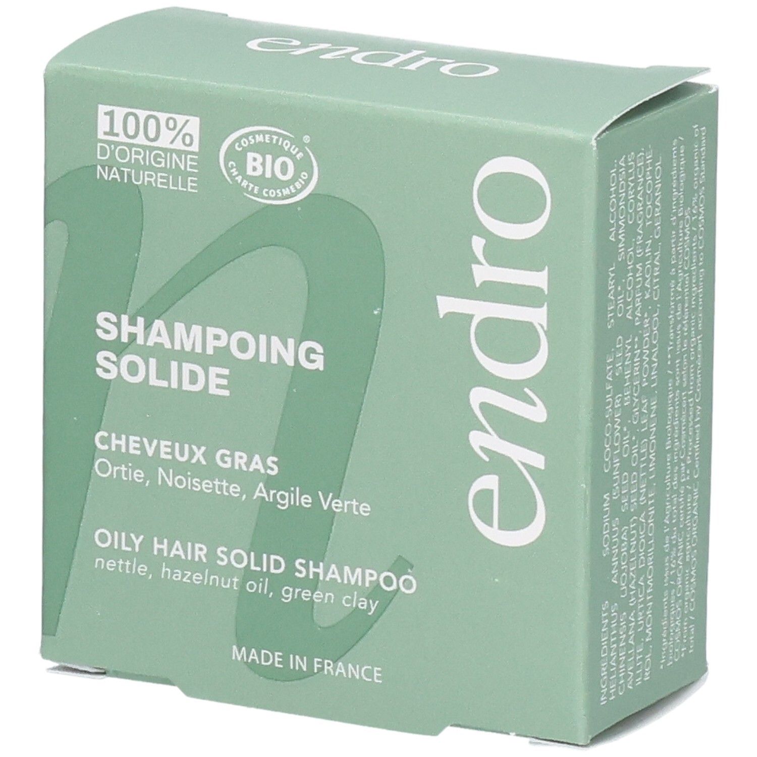 Endro festes Shampoo für fettiges Haar, 100% natürliche Herkunft, Bio-zertifiziert.