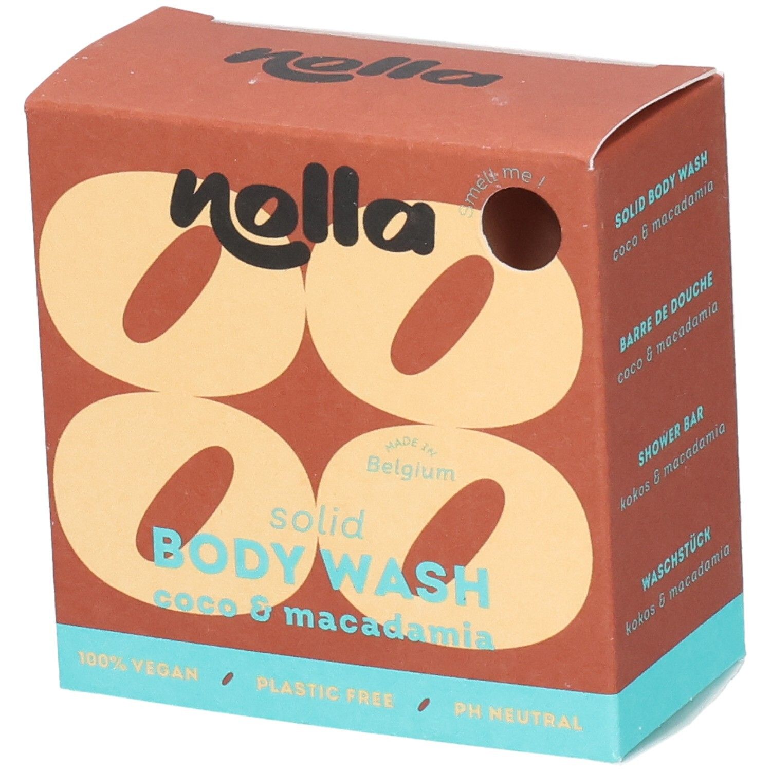 Nolla feste Körperseife Coco & Macadamia, 100% vegan, plastikfrei, pH-neutral.