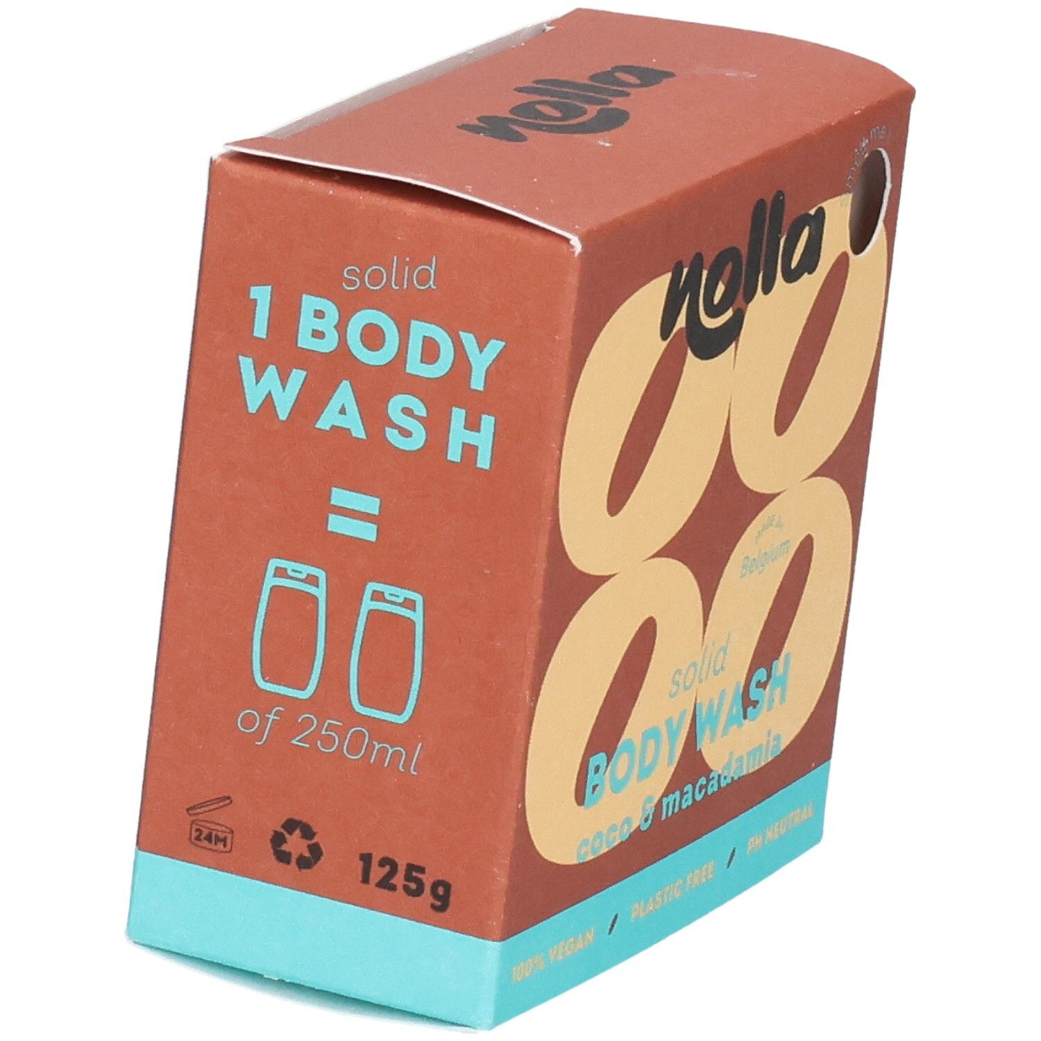 Nolla feste Körperseife, 125g. Entspricht 1 Körperseife von 250ml.