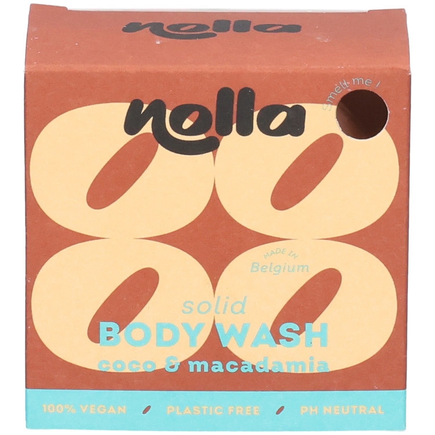 Nolla feste Körperseife Coco & Macadamia, hergestellt in Belgien.