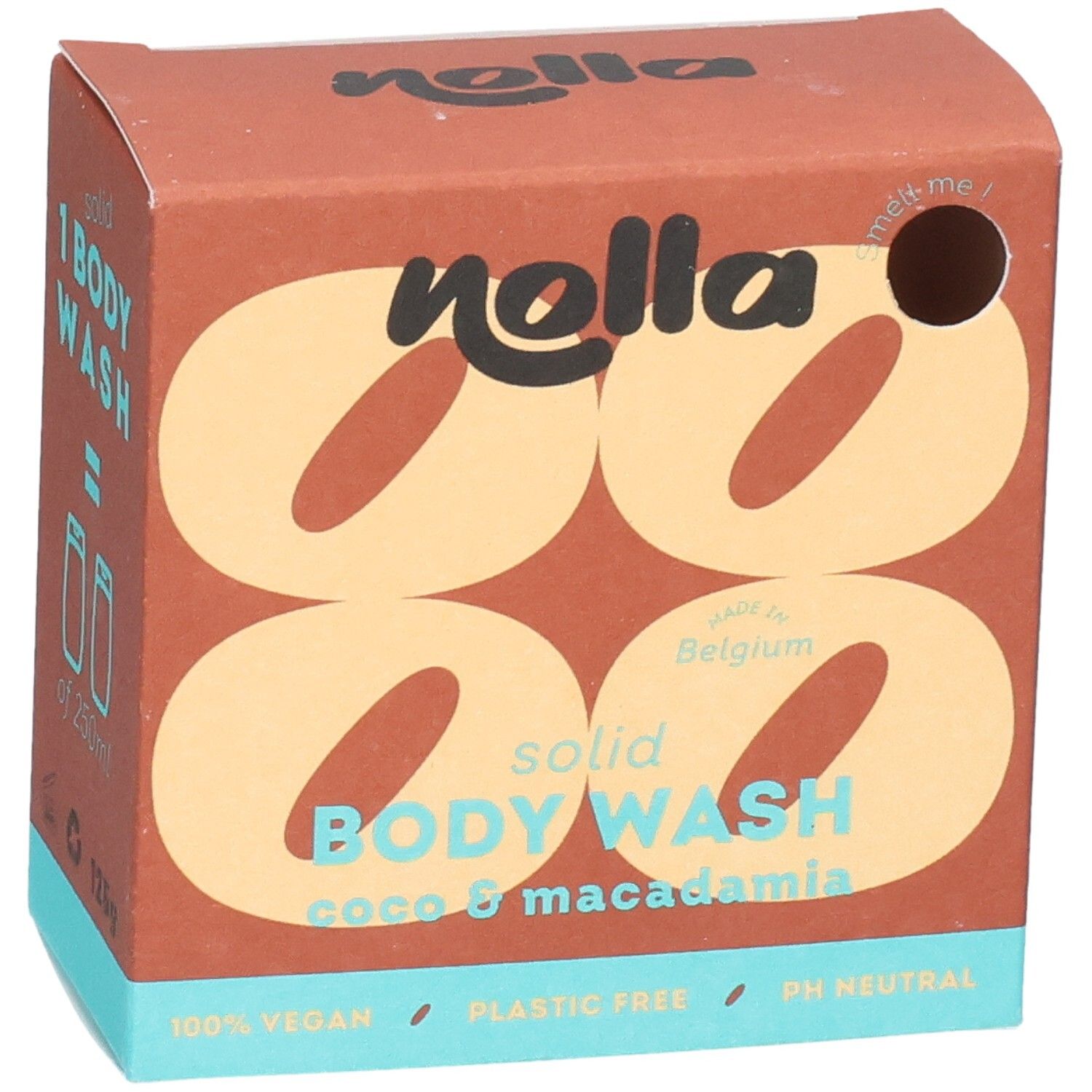 Nolla feste Körperseife Coco & Macadamia, 100% vegan, plastikfrei, pH-neutral.
