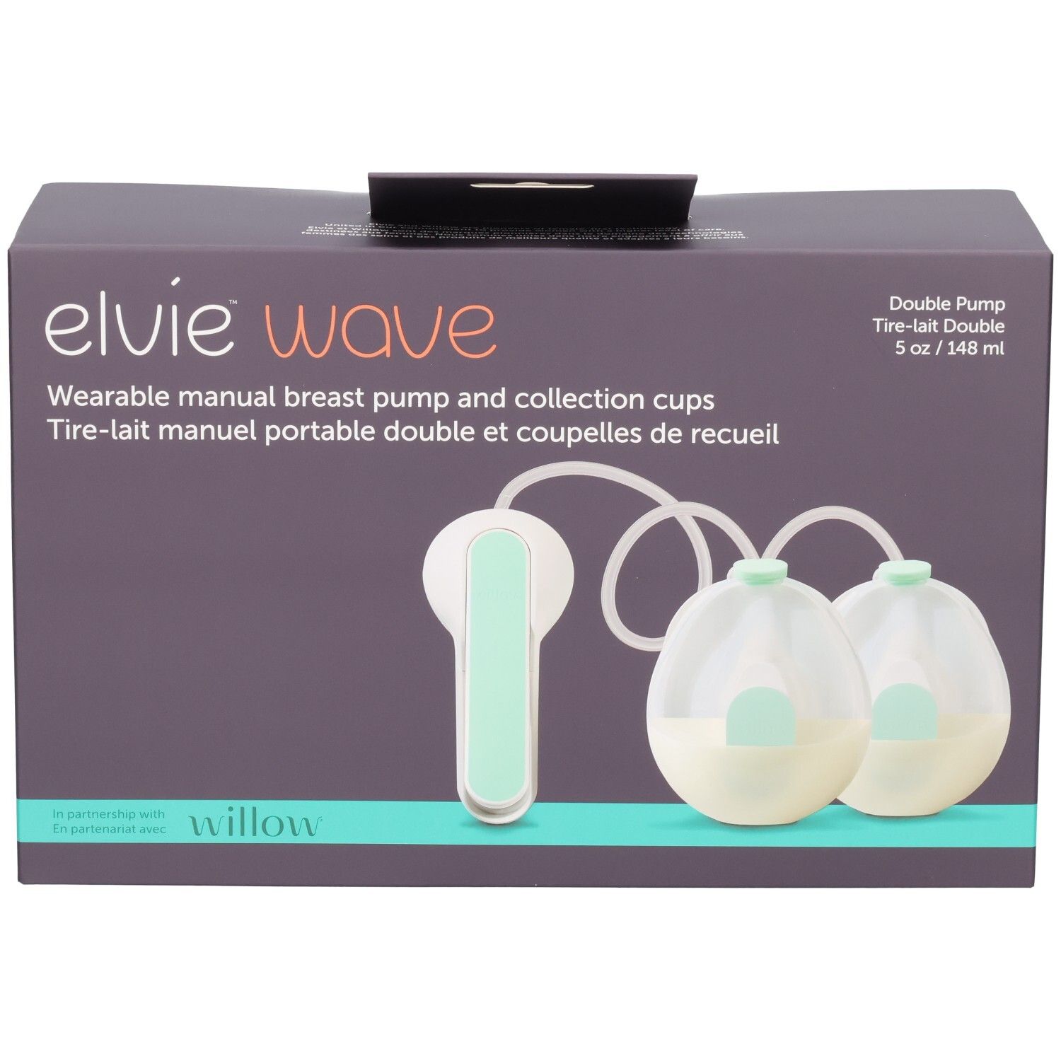 Elvie Willow Doppel-Milchpumpe: Tragbar, diskret, 24mm Brustschild, weiches Silikon.