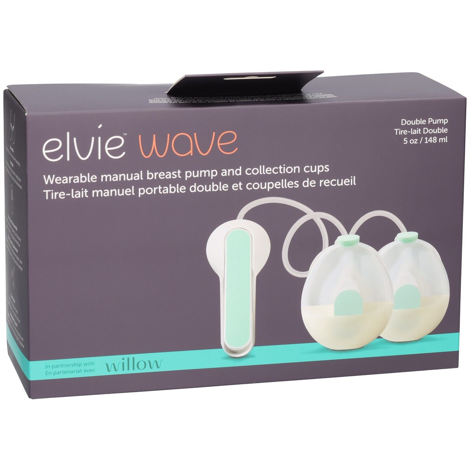 Elvie Willow Doppel-Milchpumpen-Set mit Auffangbehältern.