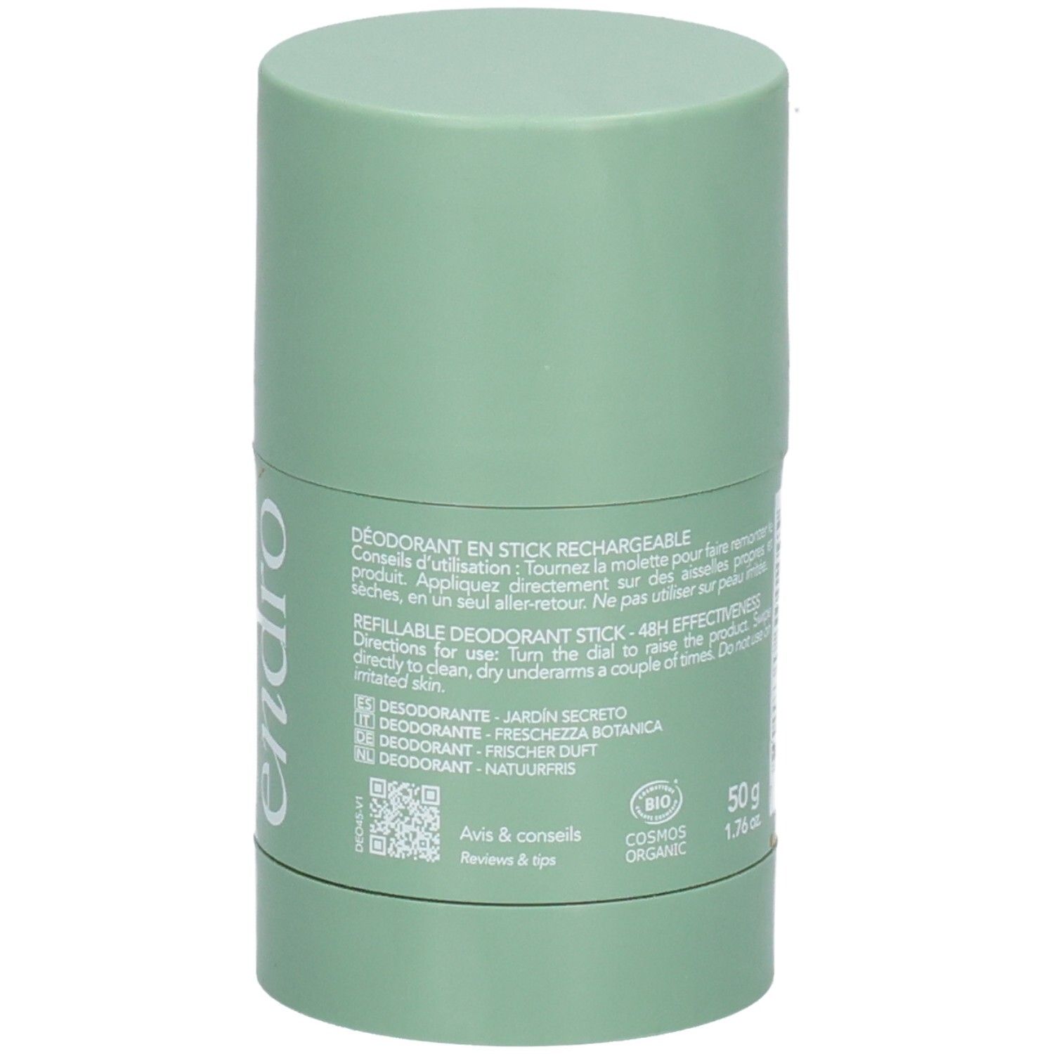 Endro Deodorant Stick: Nachfüllbar, 48H Wirksamkeit, pflanzliche Frische. Cosmos Organic zertifiziert.
