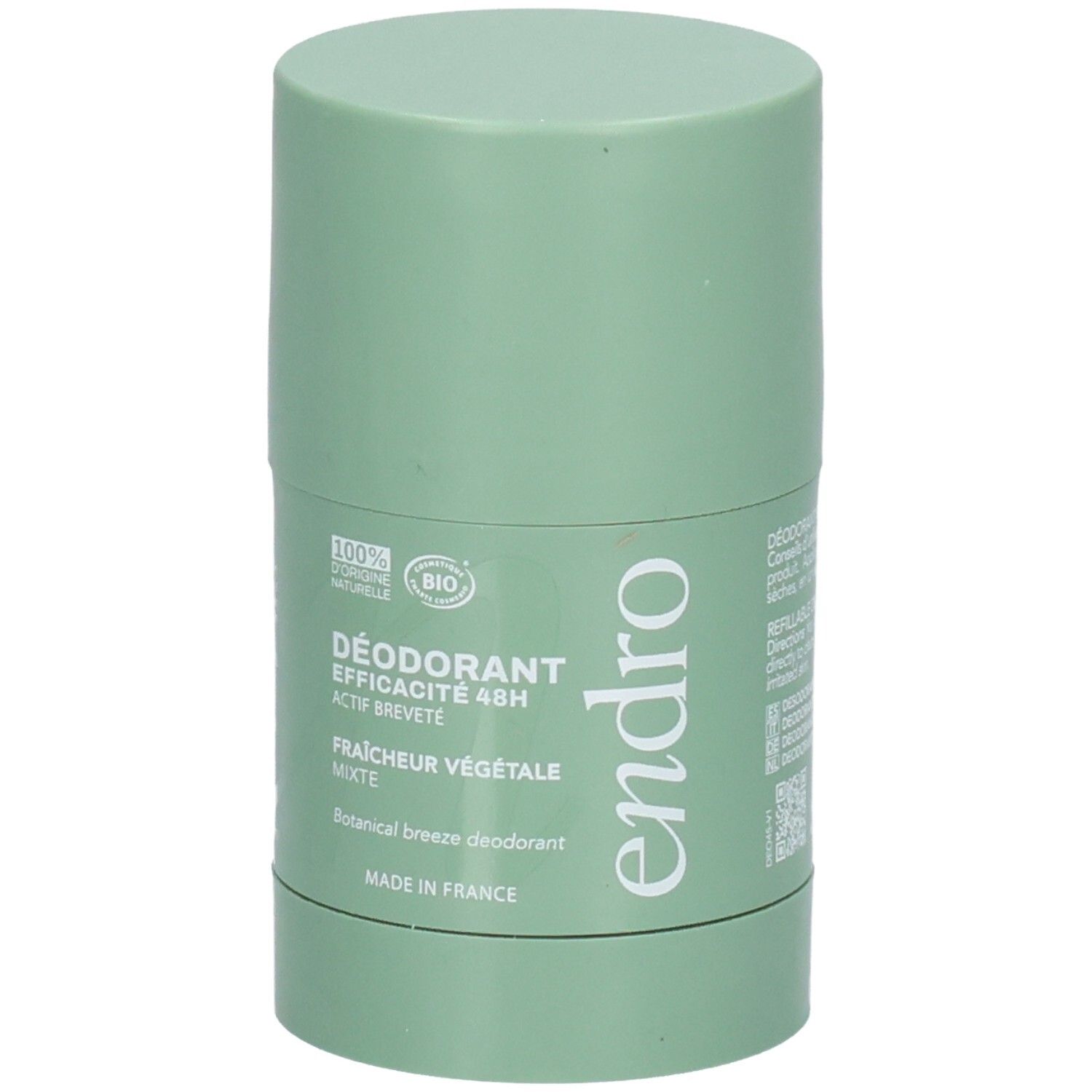 Endro Deodorant Stick: 48H Wirksamkeit, pflanzliche Frische. Bio-zertifiziert, Made in France.
