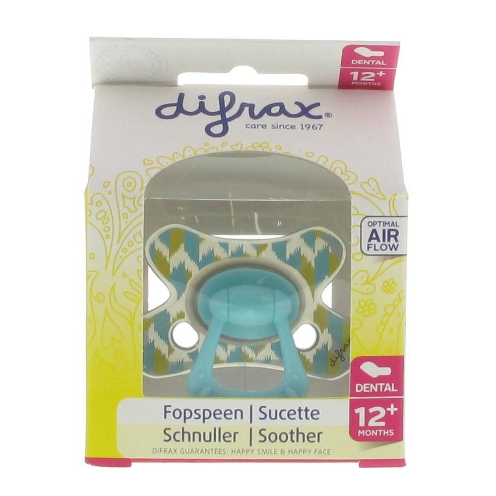 difrax® Schnuller - Dental Blau/Gelb +12 Monate