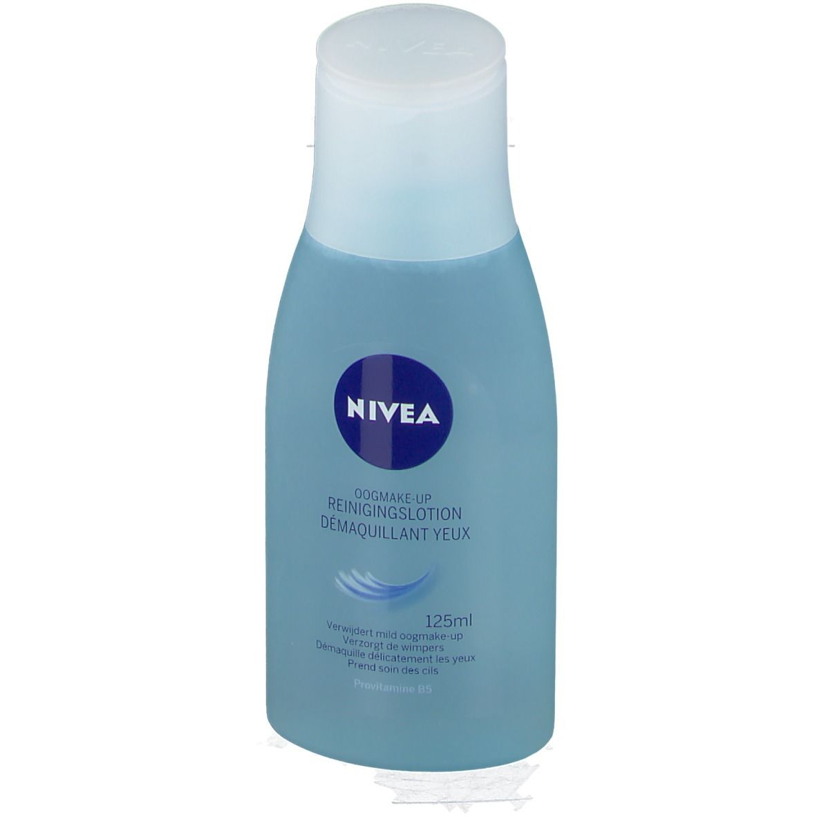 NIVEA Sanfter Augen-Make-up-Entferner, Seitenansicht mit 125ml Angabe.