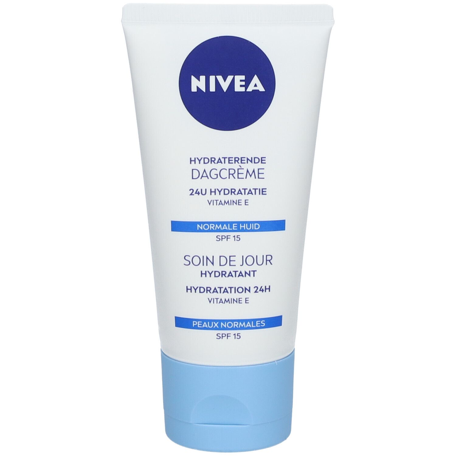 NIVEA Tagespflege Tube mit blauem Deckel. Für normale Haut, SPF 15.