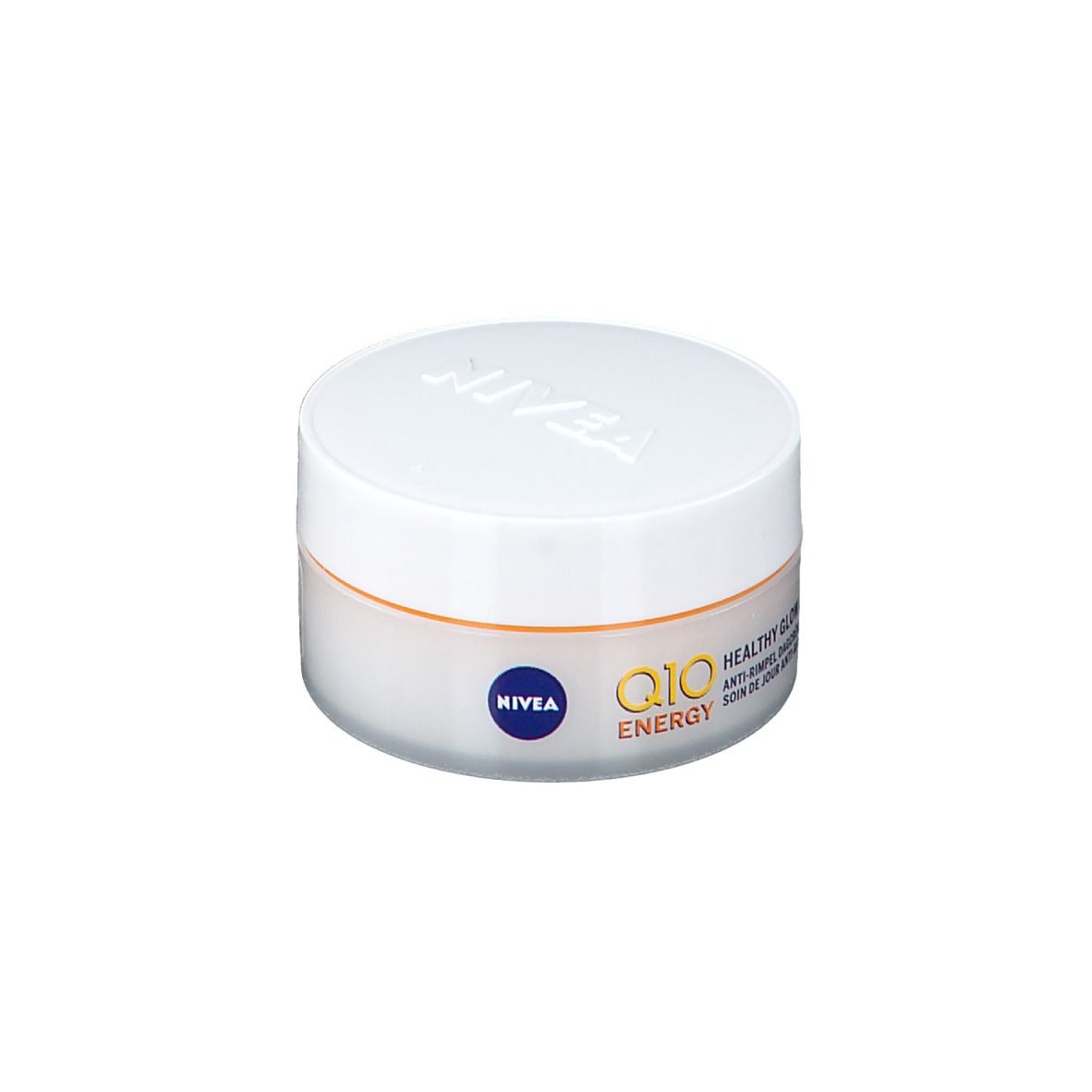 NIVEA Q10 Energy Anti-Falten Tagescreme SPF15 in weißem Tiegel.