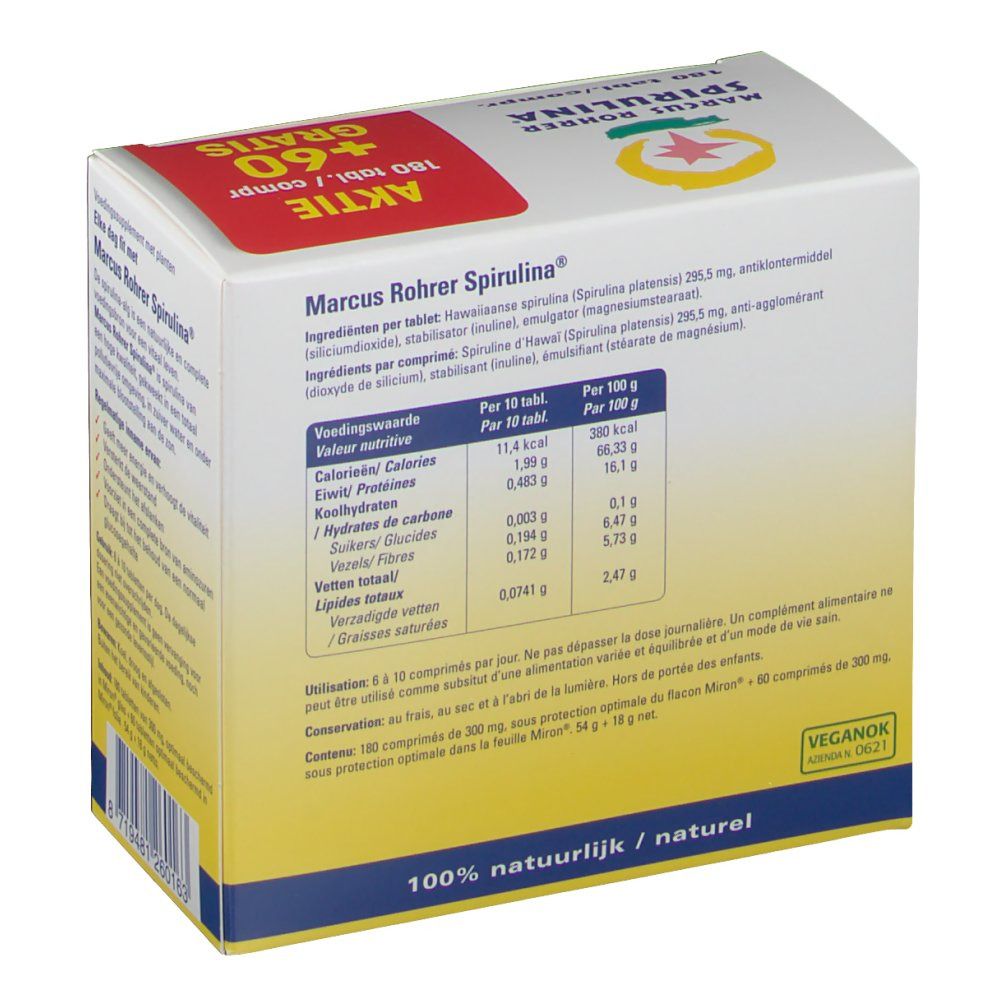 Marcus Rohrer Spirulina 300mg +60 Tabletten GRATIS PROMO