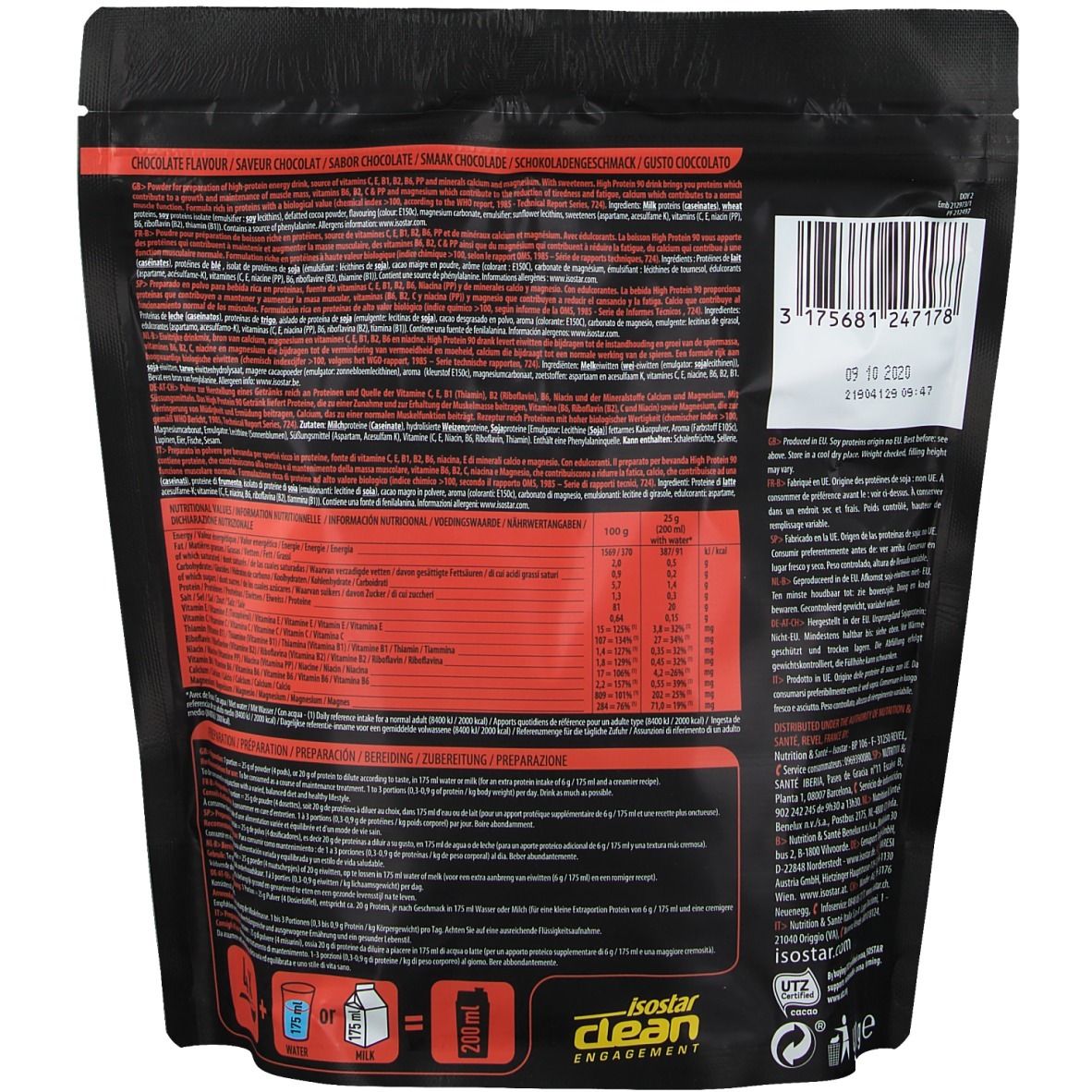 Lot De 4 Barres énergétiques ISOSTAR High Protein Chocolat - 105g Chaque, Source De Protéines Et D'énergie