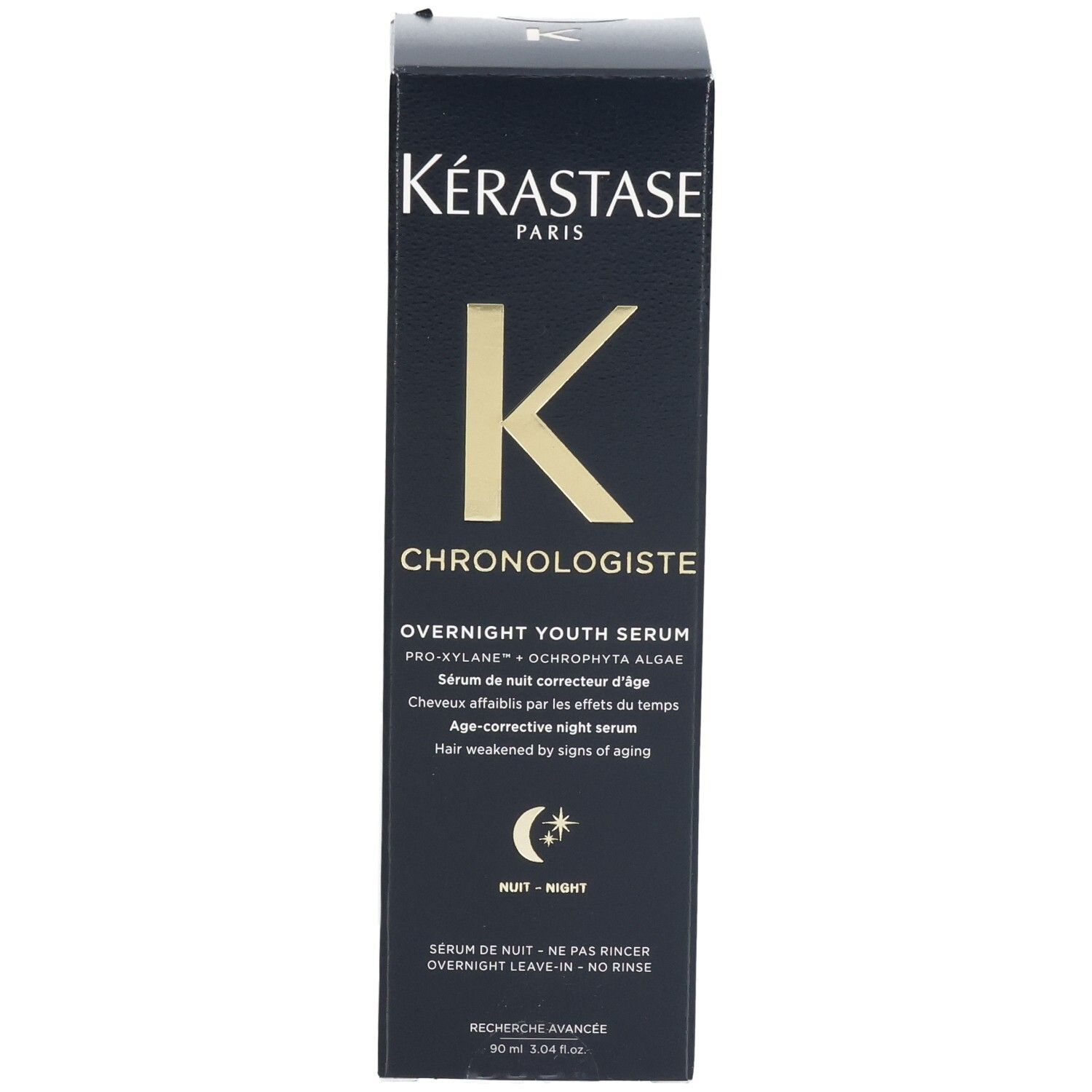 Kérastase Chronologiste Overnight Youth Serum Verpackung mit K-Logo und Produktinformationen.