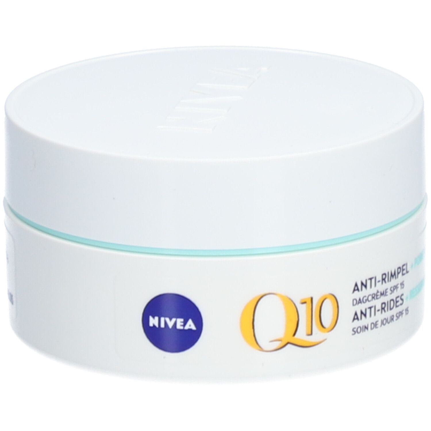 NIVEA Q10 Power Anti-Falten Tagespflege Tiegel, Vorderseite mit Produktbezeichnung.