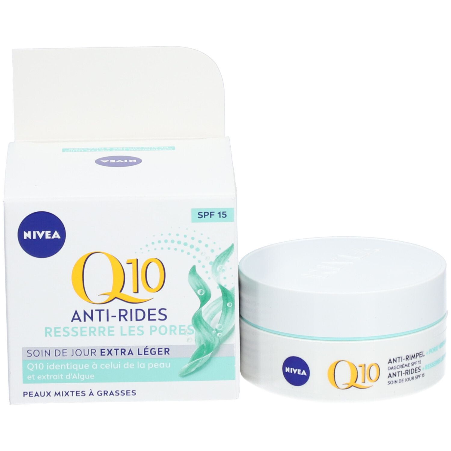 NIVEA Q10 Power Anti-Falten Tagespflege Tiegel, Vorderseite mit Produktbezeichnung.