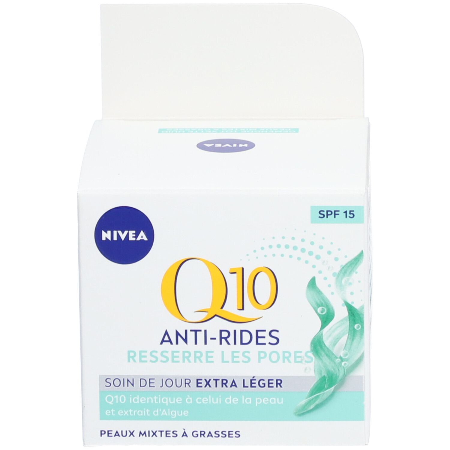 NIVEA Q10 Power Anti-Falten Tagespflege Tiegel, Vorderseite mit Produktbezeichnung.