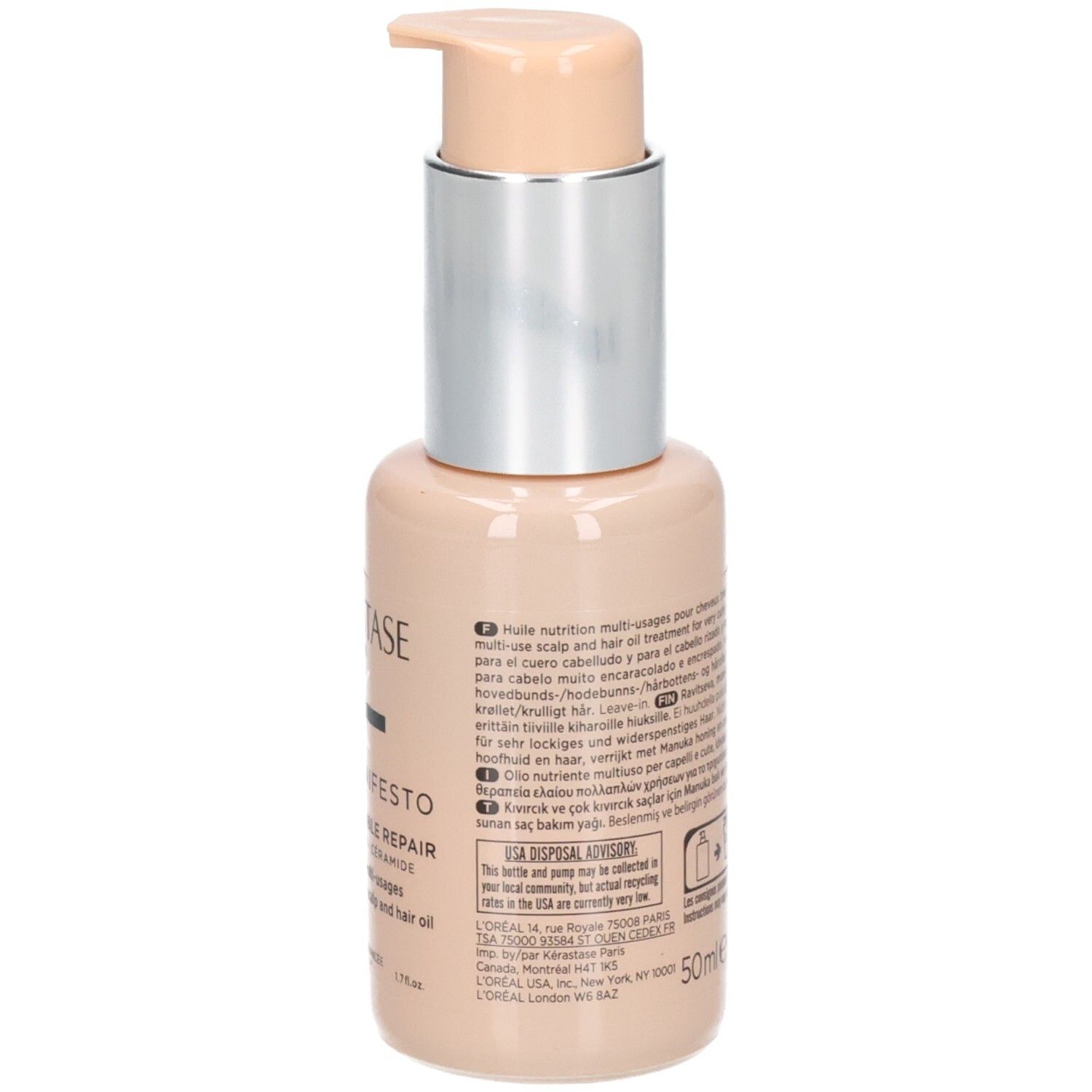Beige Flasche mit Pumpspender, 50ml.