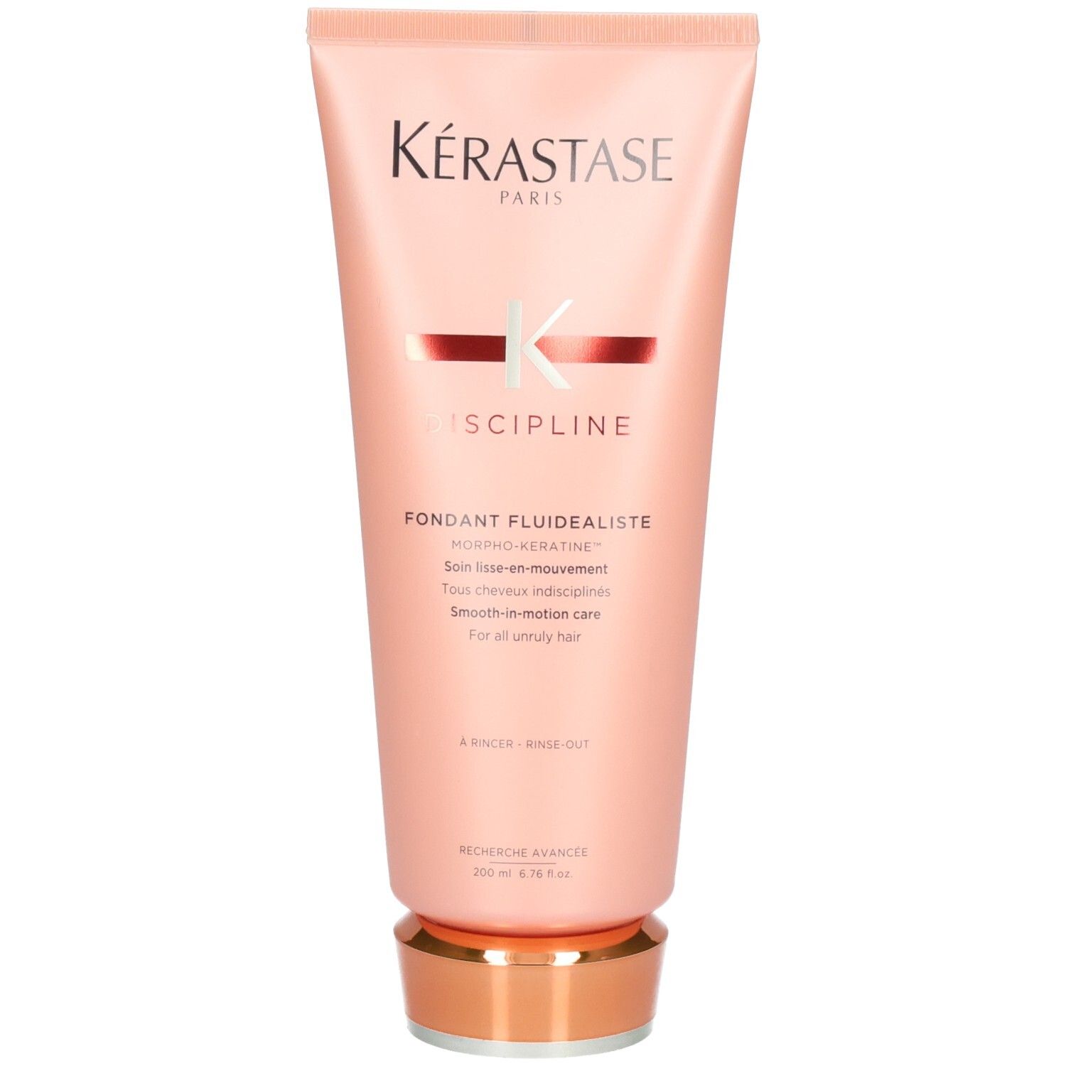 Kérastase Discipline Fondant Fluidéaliste Spülung in einem rosafarbenen Schlauch mit goldenem Deckel. 200 ml.
