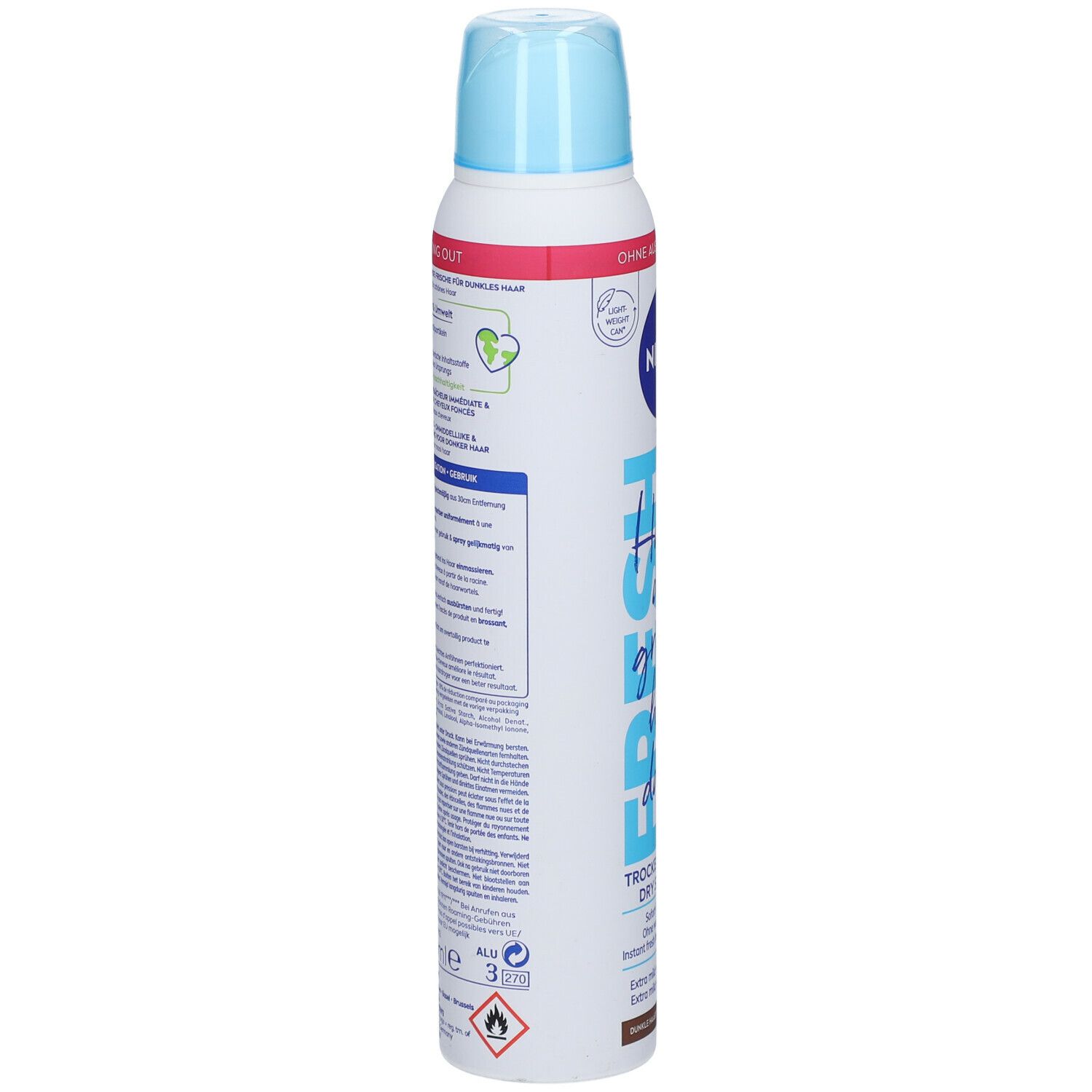 NIVEA Fresh Revive Shampooing Sec  3 en 1 Cheveux Foncés