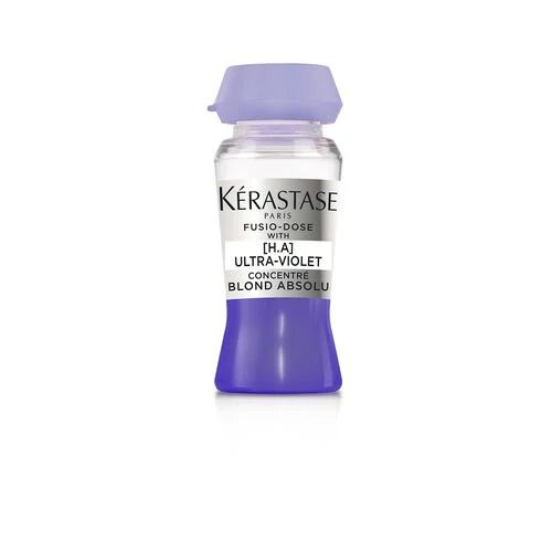 Kérastase Fusio-Dose Ultra-Violet Konzentrat in einer kleinen Flasche mit lila Verschluss.