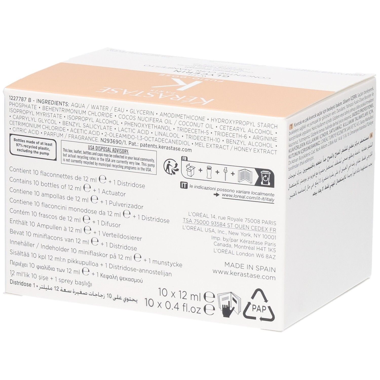 Kérastase Produktverpackung mit 10 Fläschchen à 12 ml und 1 Diffusor.