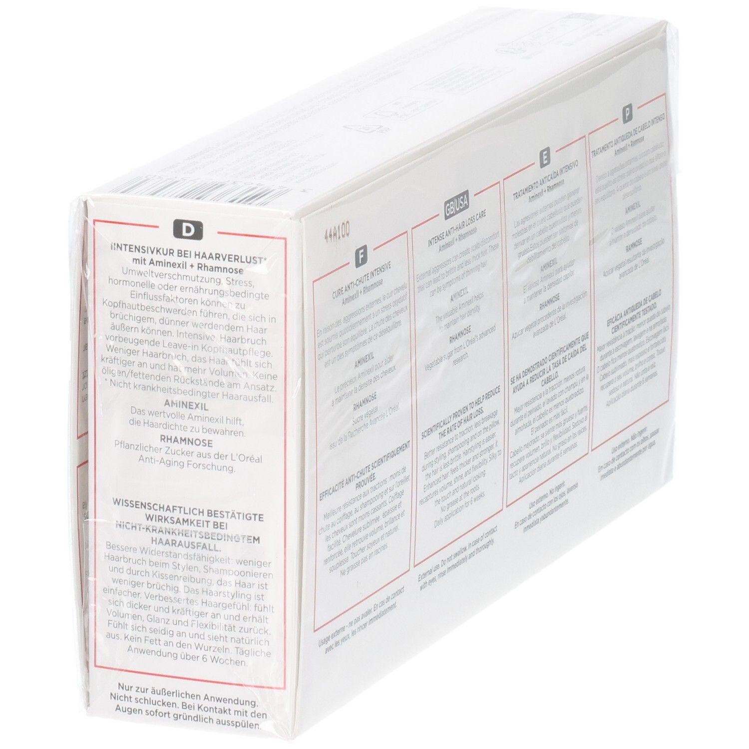 Kérastase Genesis Cure Anti-Chute Intensive Packung, Seite mit deutschen und englischen Informationen.