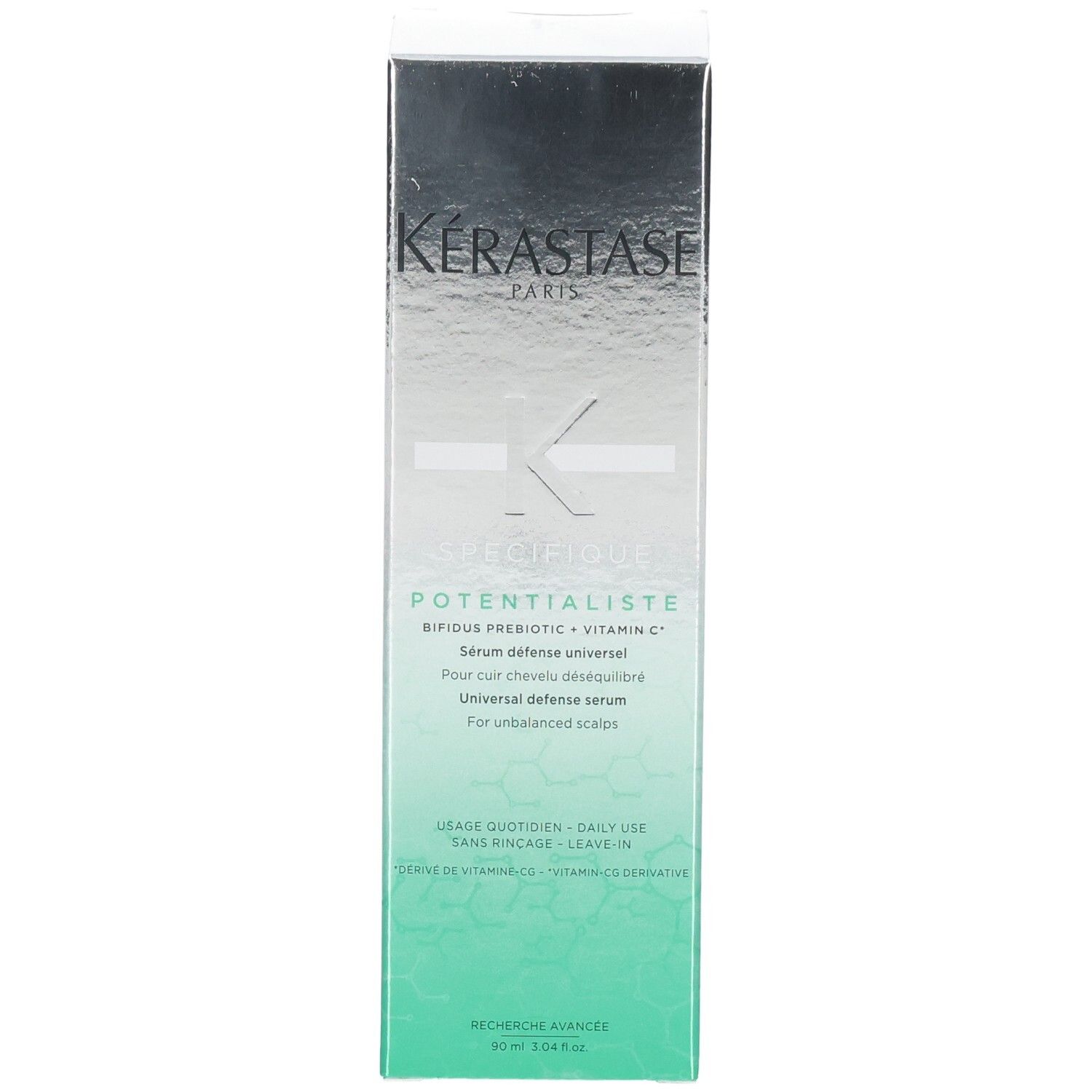Vorderseite der Kerastase Spécifique Serum Potentialiste Verpackung. Universal Defense Serum.