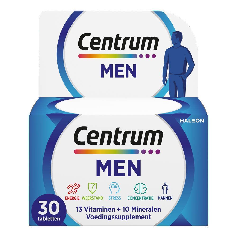 Flasche Centrum Men Multivitamin-Nahrungsergänzungsmittel mit 30 Tabletten.