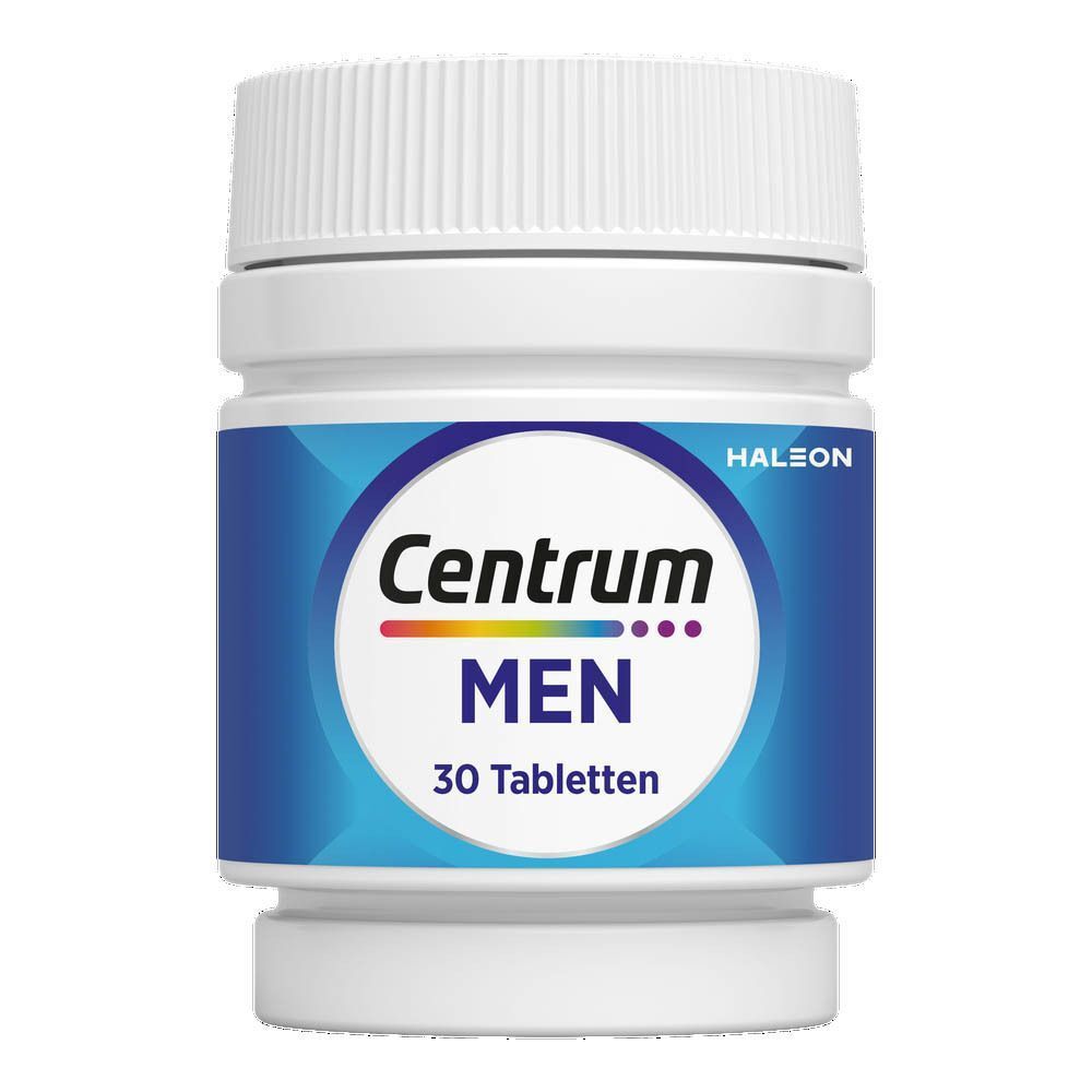 Rückseite der Centrum Men Packung mit Nährwertangaben und Inhaltsstoffen.