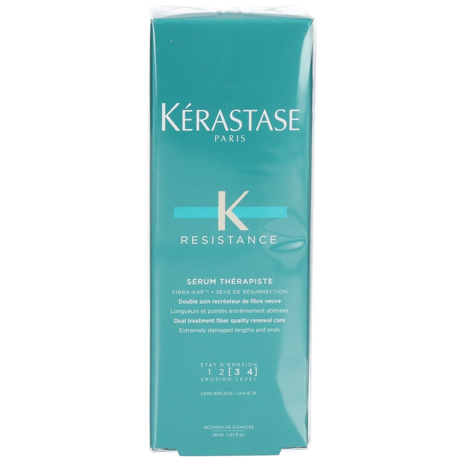Kérastase Resistance Sérum Thérapiste: Vorderseite der Verpackung mit Logo und Produktbezeichnung.