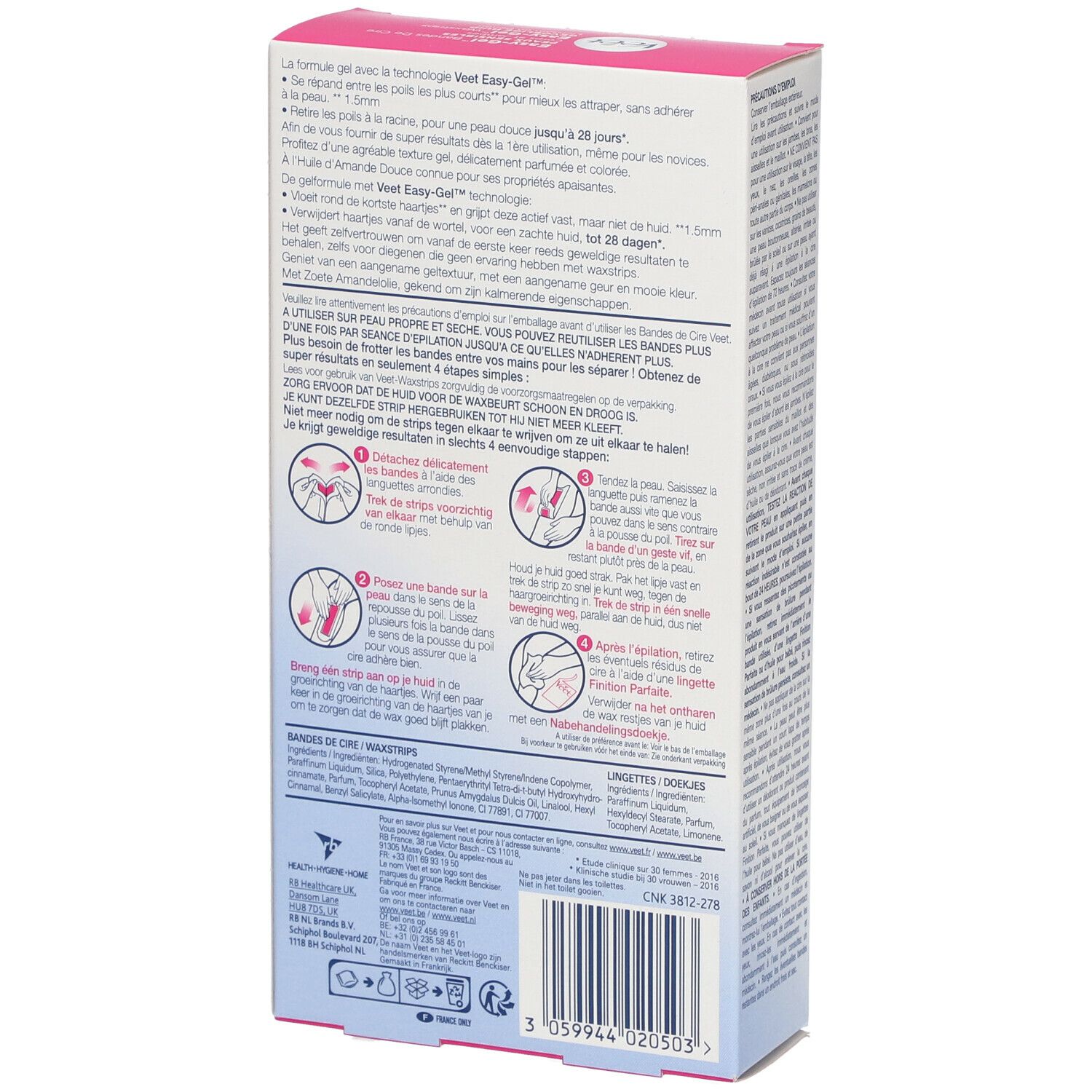 Veet Minima™ Easy-Gel™ Kaltwachsstreifen Körper & Beine - Empfindliche Haut
