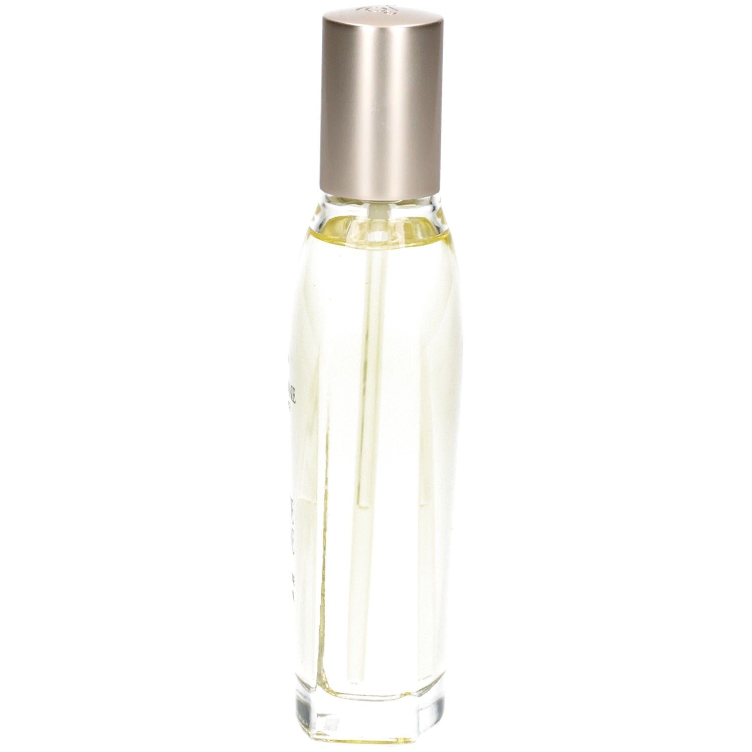 L'OCCITANE Mandelöl: Seitenansicht des Flakons mit Pumpspender und silbernem Verschluss.