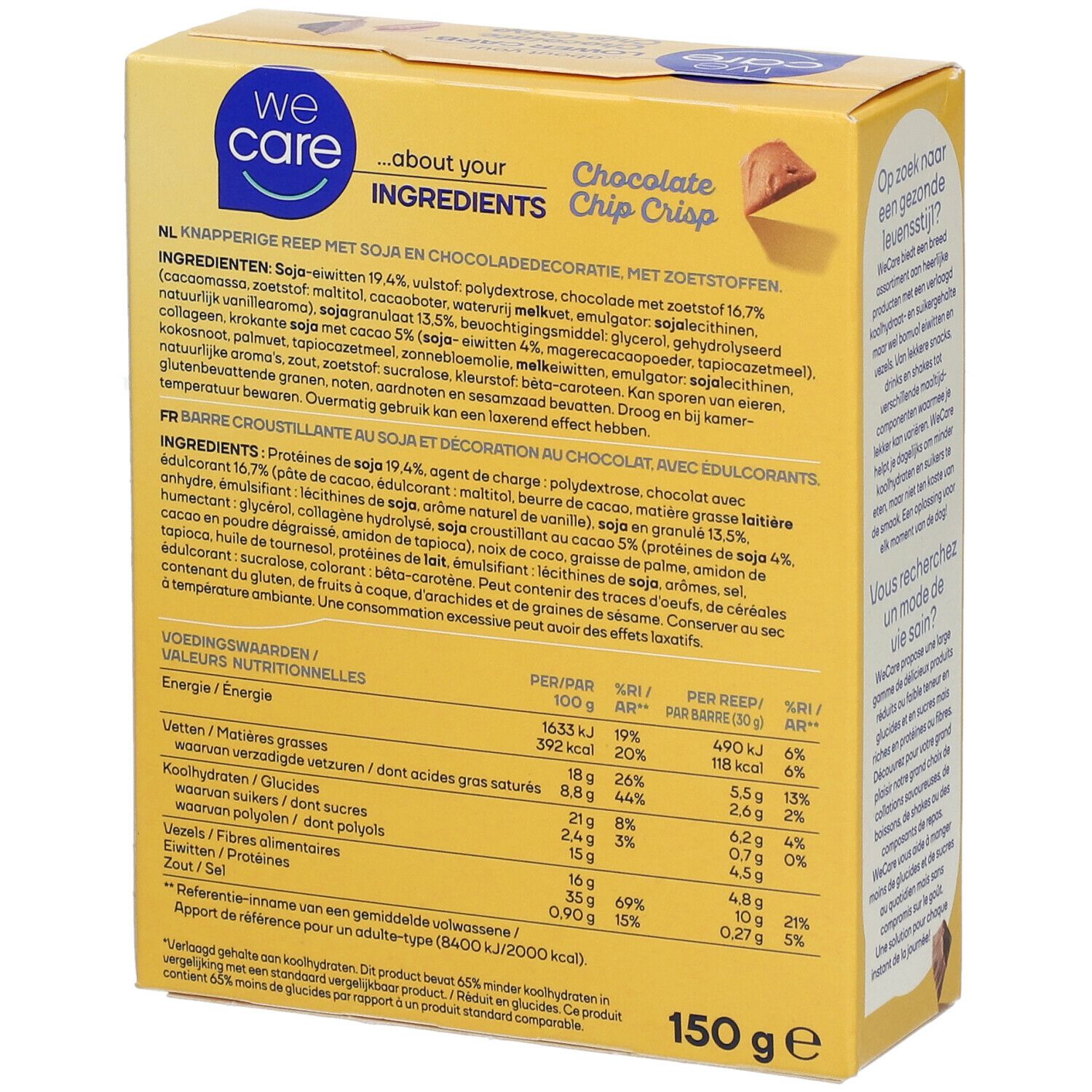 We Care Barre Croustillant aux pépites de chocolat