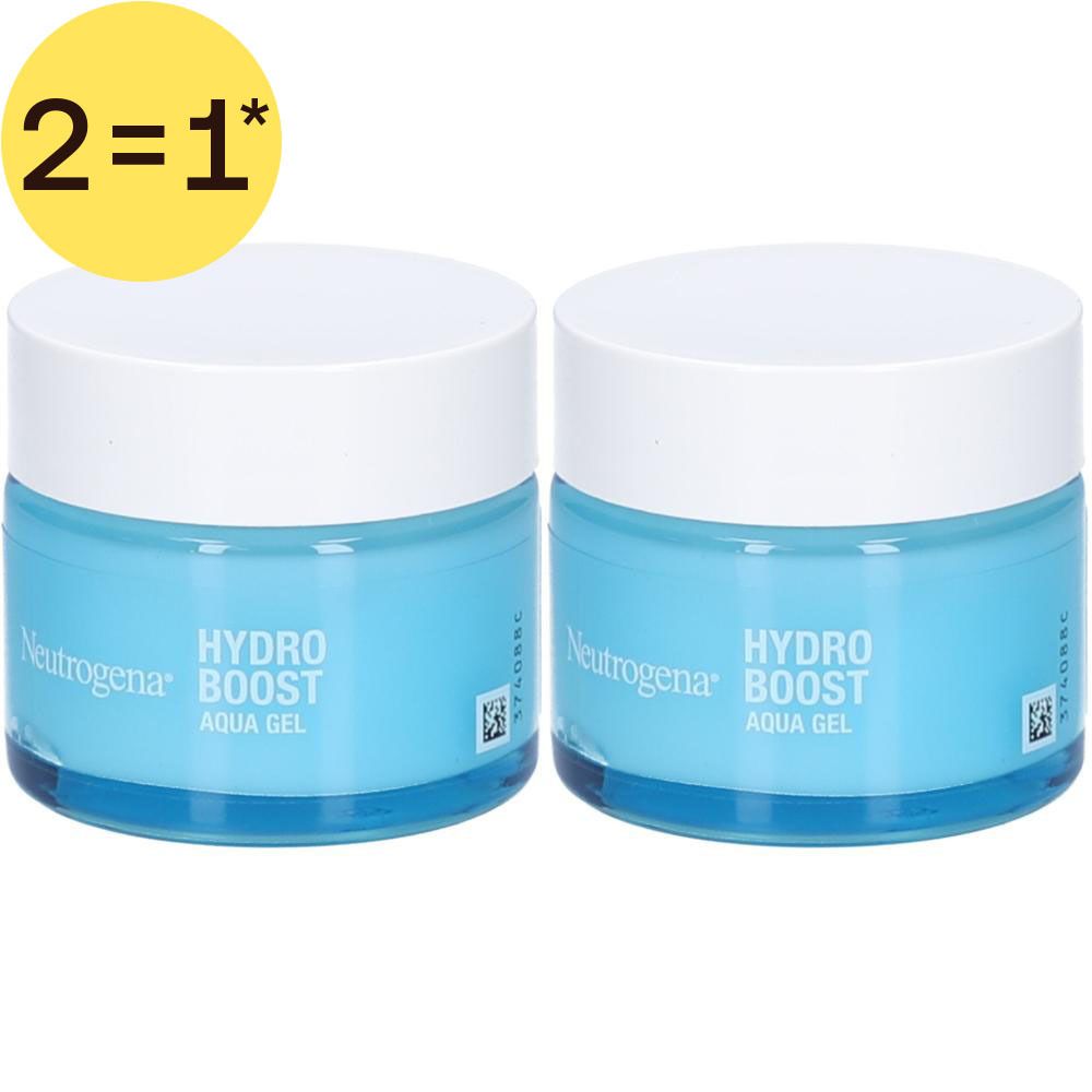 Deux pots de Neutrogena Hydro Boost Aqua Gel côte à côte.