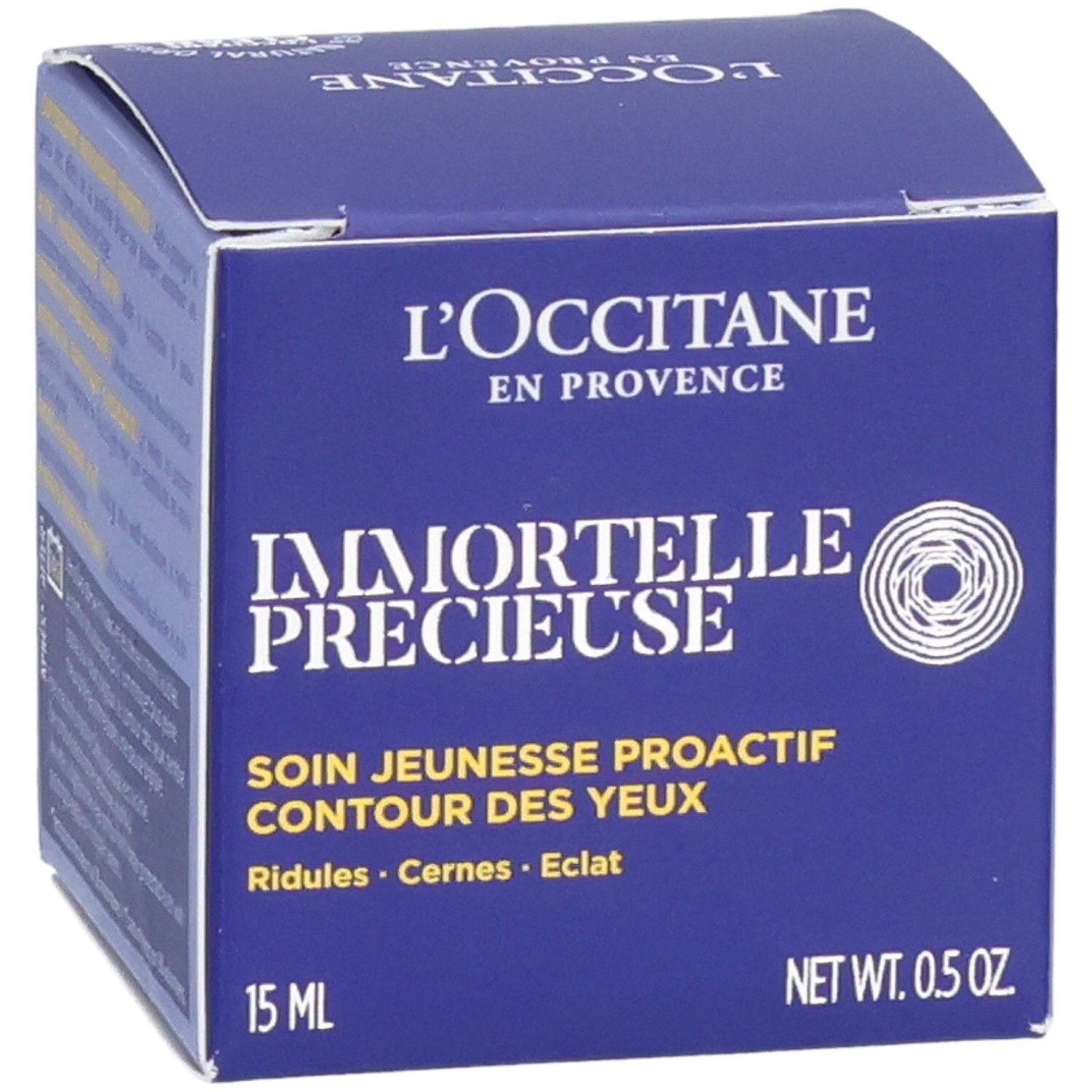 L'Occitane Immortelle Précieuse Augencreme-Verpackung, 15ml, "Soin Jeunesse Proactif Contour des Yeux".