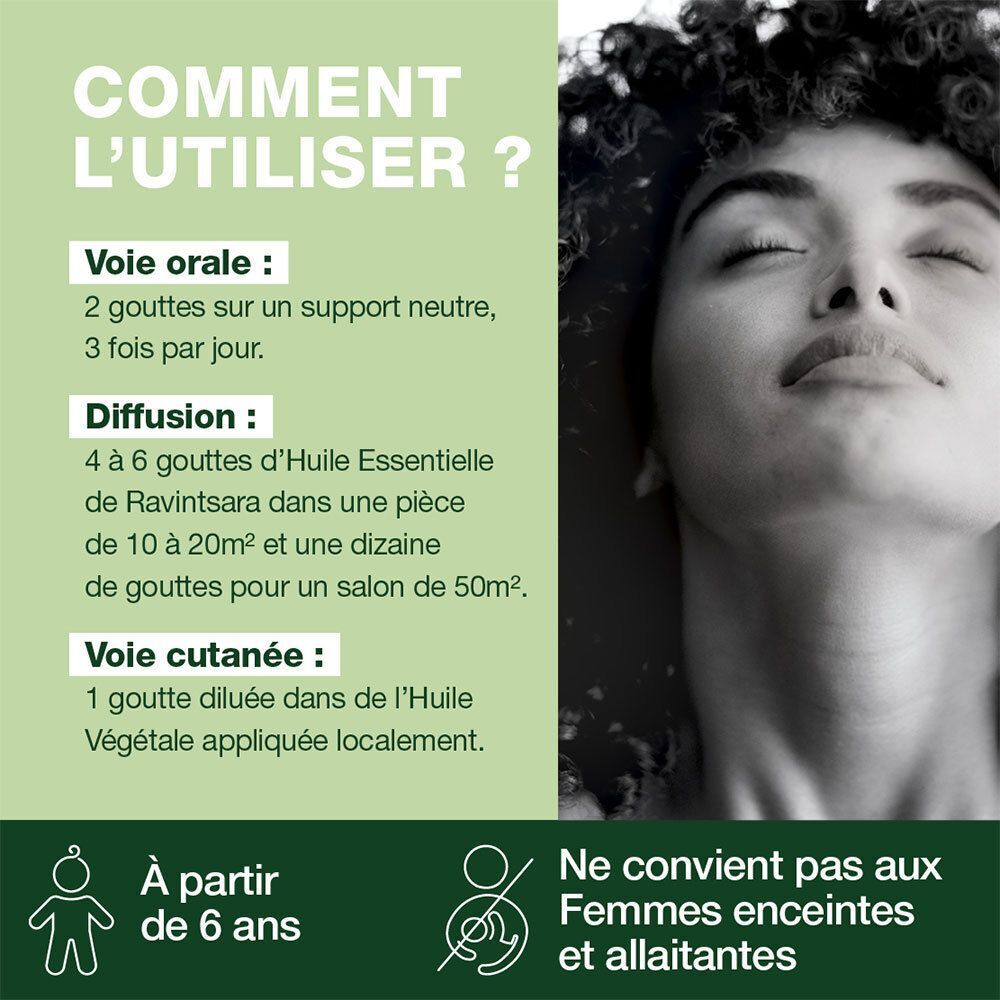 Instructions d'utilisation. Voie orale, diffusion et cutanée. Ne convient pas aux femmes enceintes et allaitantes.