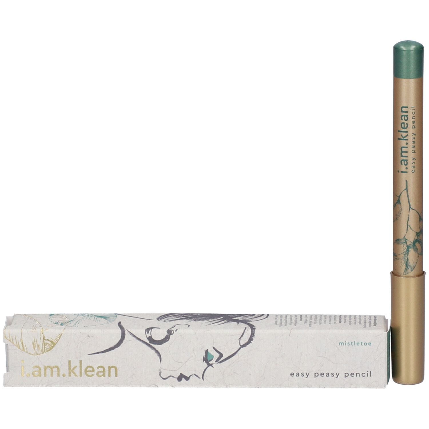 Bleistift und Verpackung. Aufschrift: i.am.klean easy peasy pencil. Pflanzliches Design.